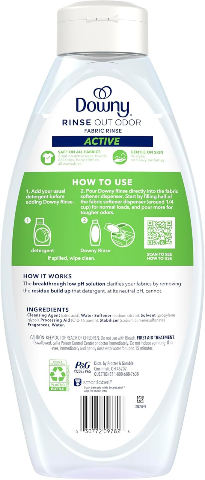 RINSE & REFRESH Laundry Odor Remover and Fabric Softener for Activewear, Active