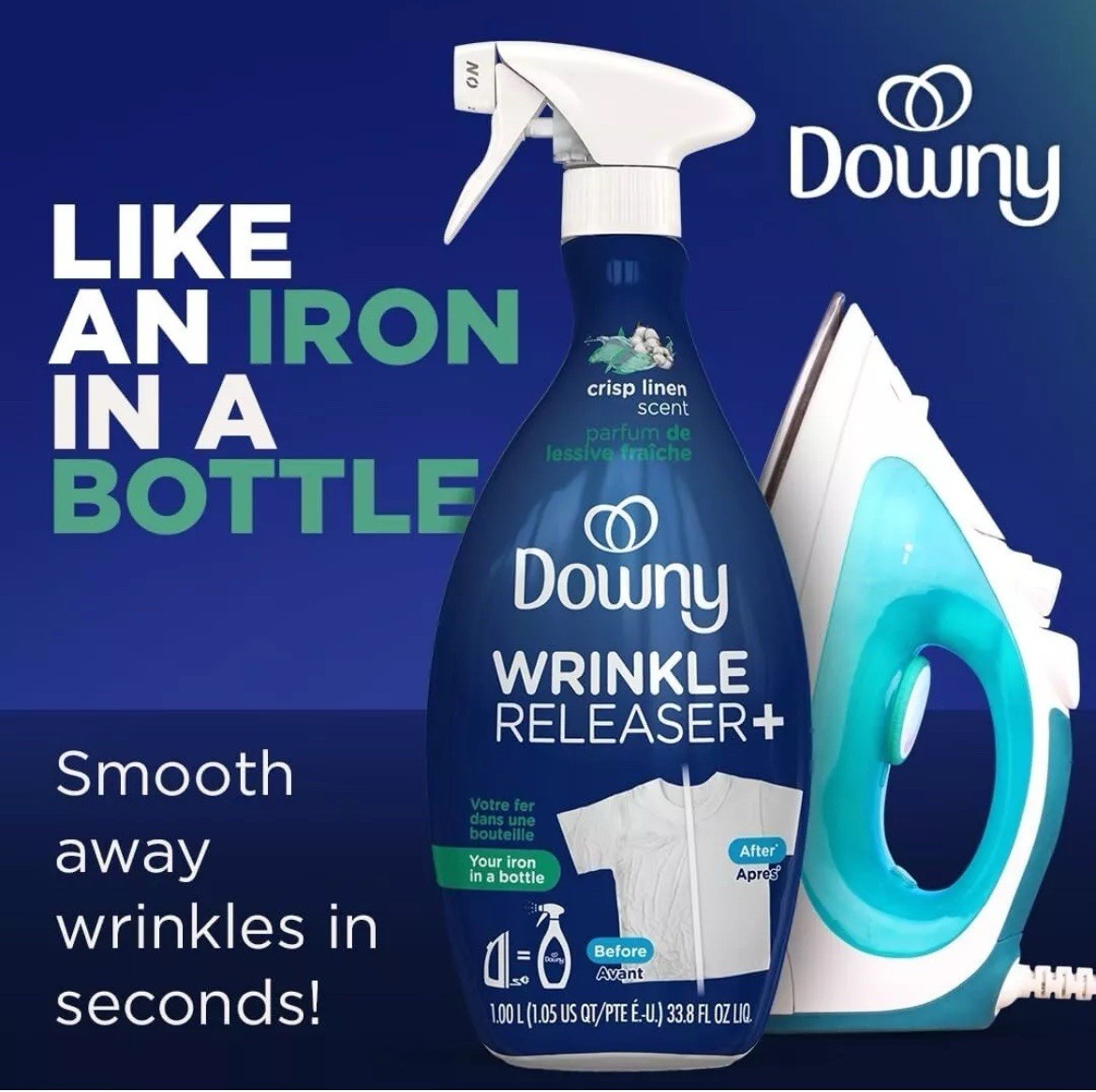 Downy Wrinkle Releaser & Refresher Fabric Spray Fresh Scent, Travel Size, 3oz