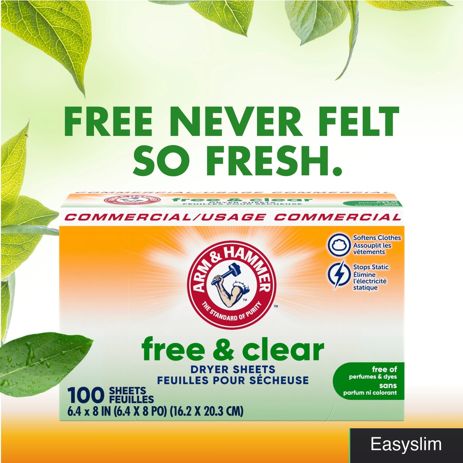 Arm & Hammer Professional Dryer Sheets Free & Clear 600 Count (6 Boxes)