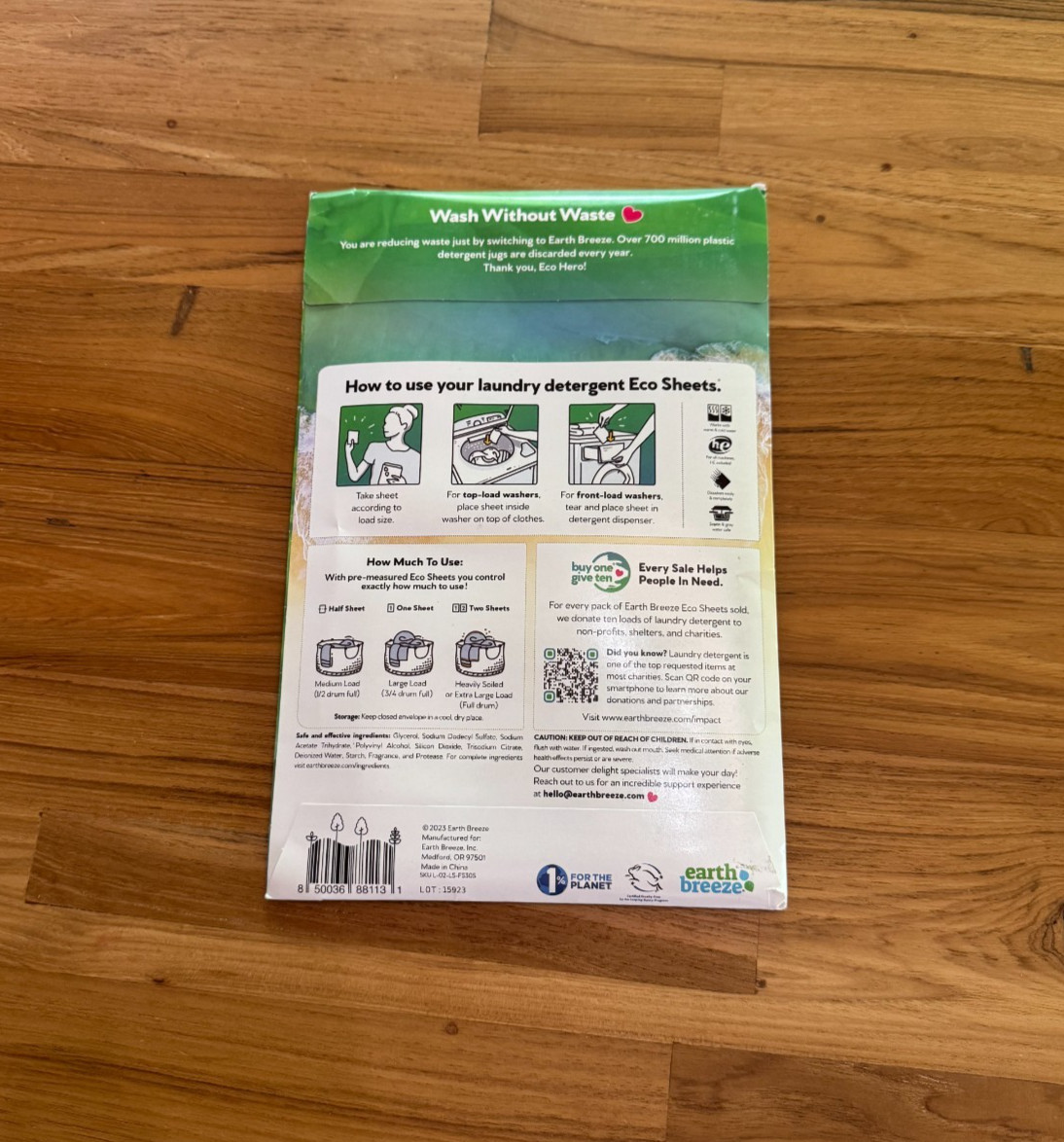 Earth Breeze Eco Sheets Laundry Detergent Fresh Scent 60 Loads (30 Sheets)
