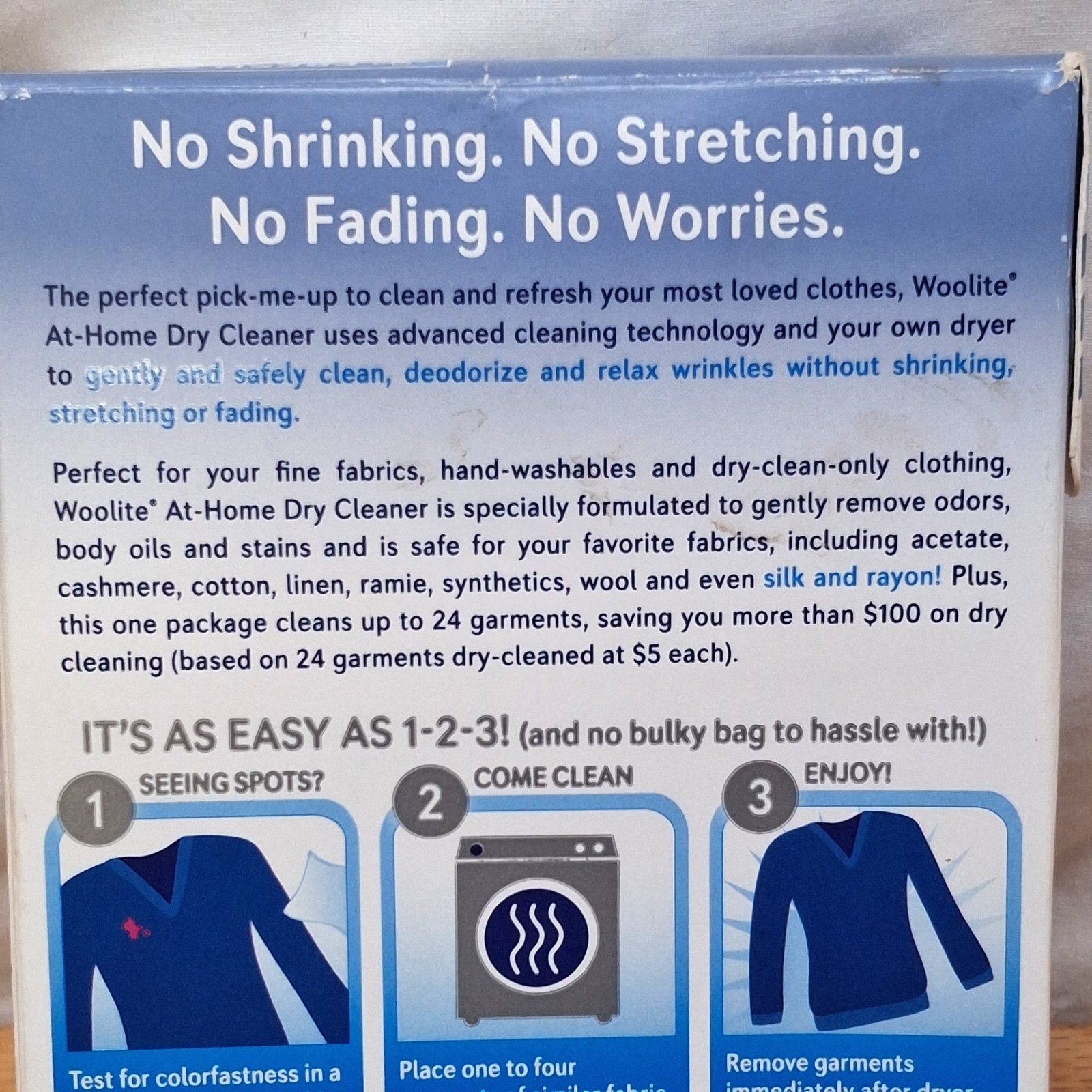 Open Box Woolite At-Home Dry Cleaner 6 Loads 20 Min Fresh Scent Discontinued