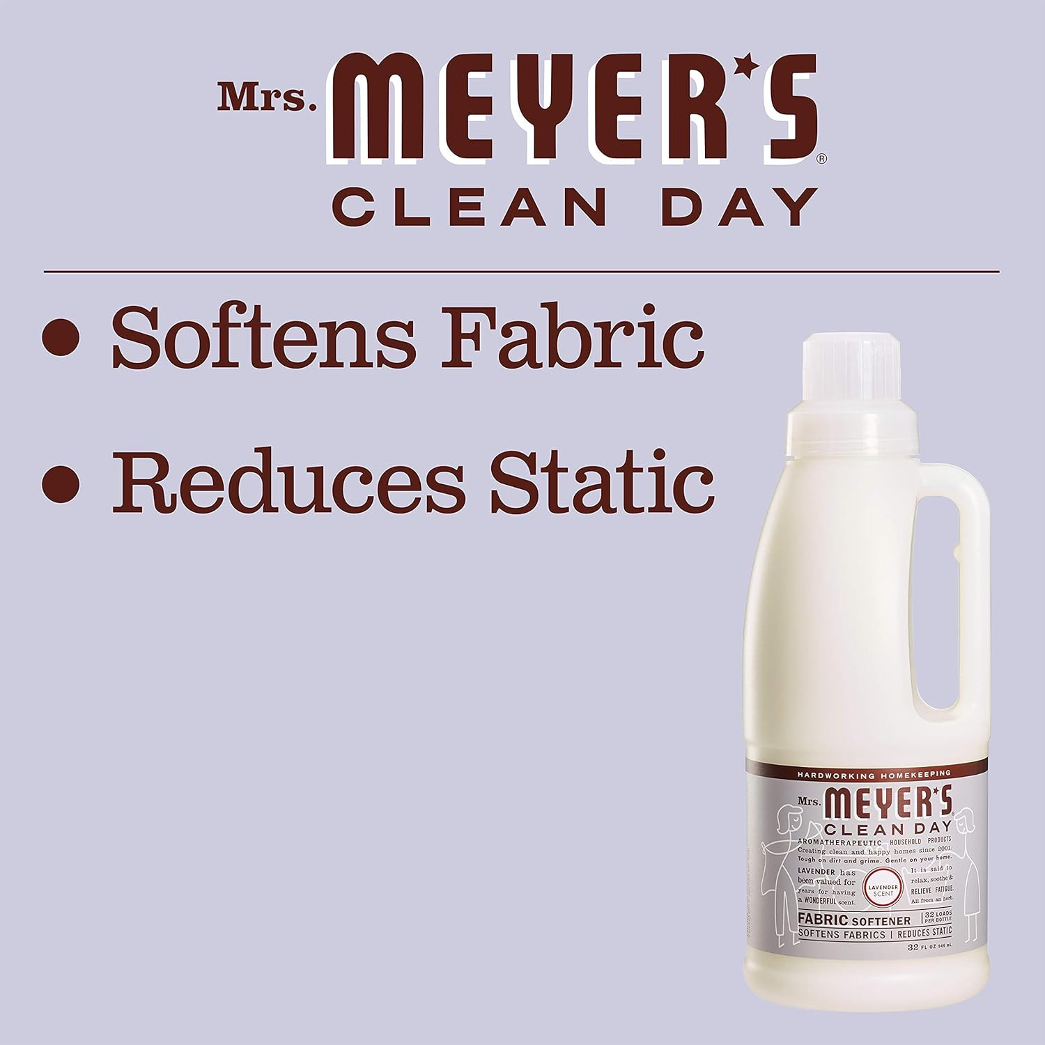 Mrs. Meyer’s Clean Day Liquid Fabric Softener, Infused with Essential Oils, 32oz