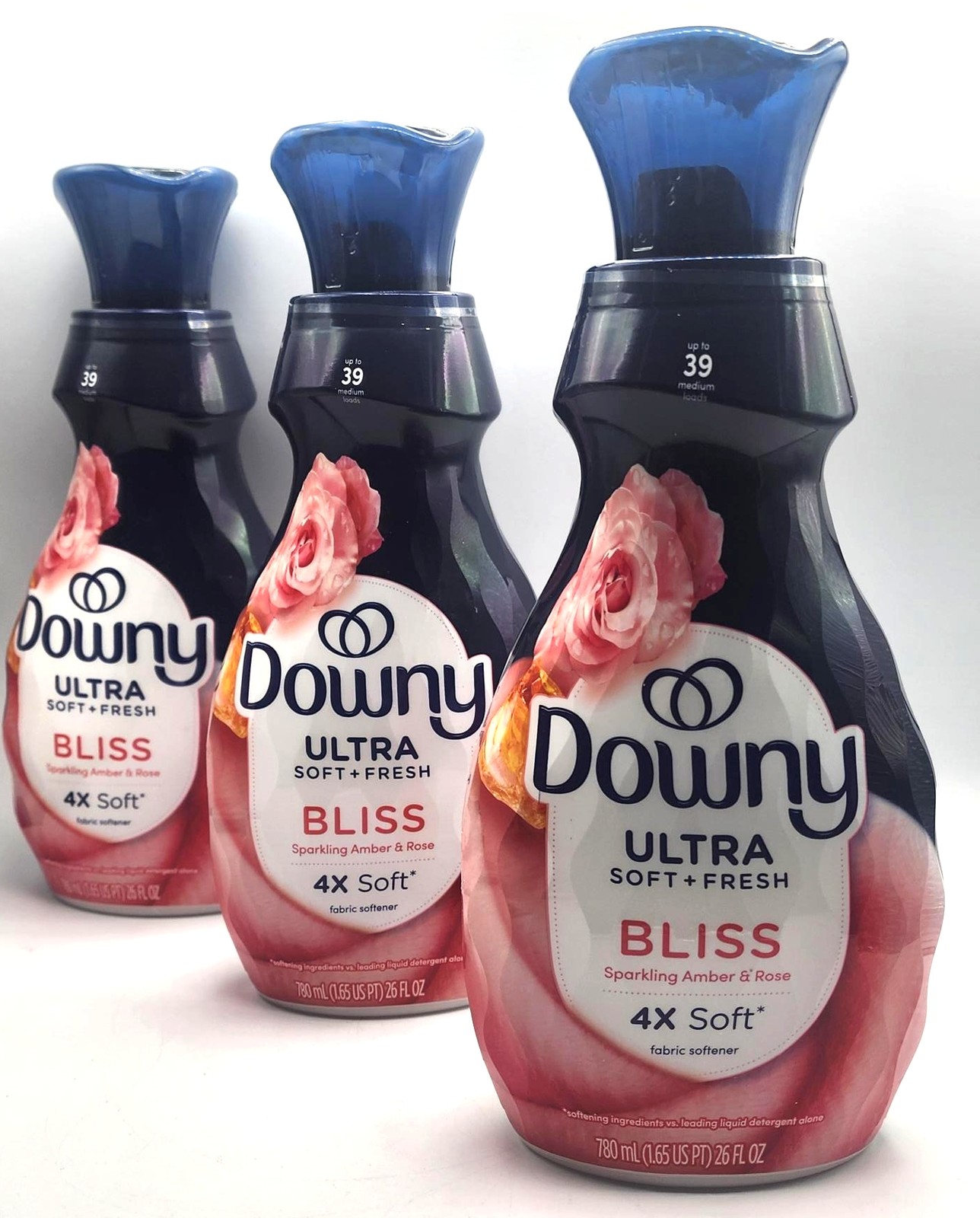3 Downy ULTRA BLISS Sparking Amber & Rose Fabric Conditioner Softener 26 oz Ea