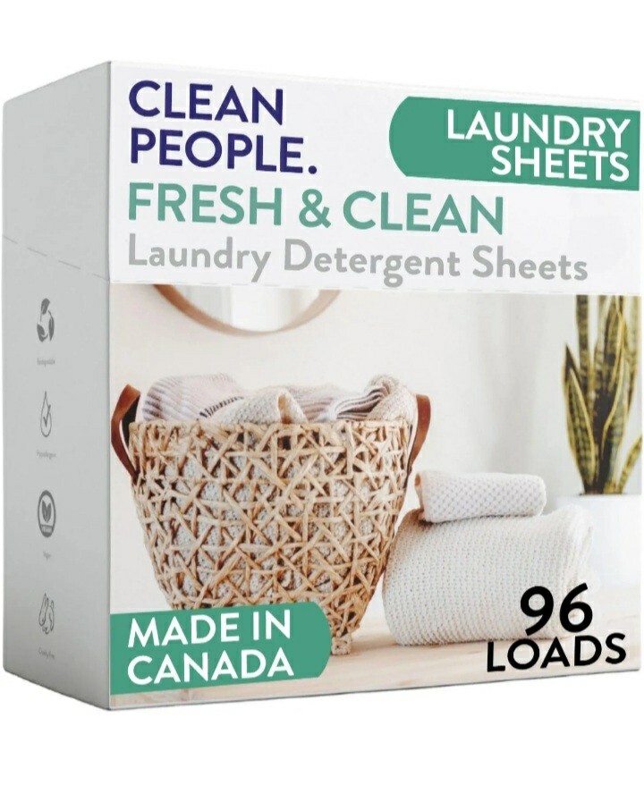 Clean People Laundry Detergent Sheets Plant-Based 96 Loads Fresh and clean