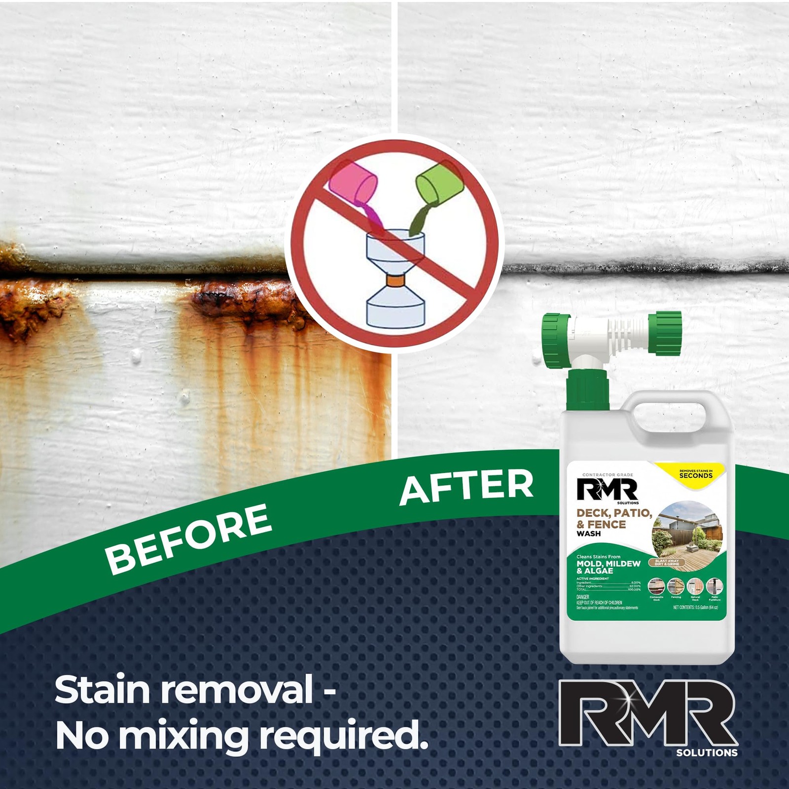 RMR Deck, Patio, & Fence Wash – Commercial-Grade Outdoor 64 Fl Oz (Pack of 1)