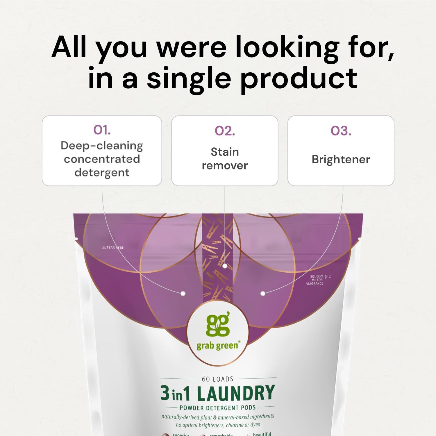 Grab Green 24 Count Lavender Vanilla Laundry Detergent Pods 3in1 Eco Friendly