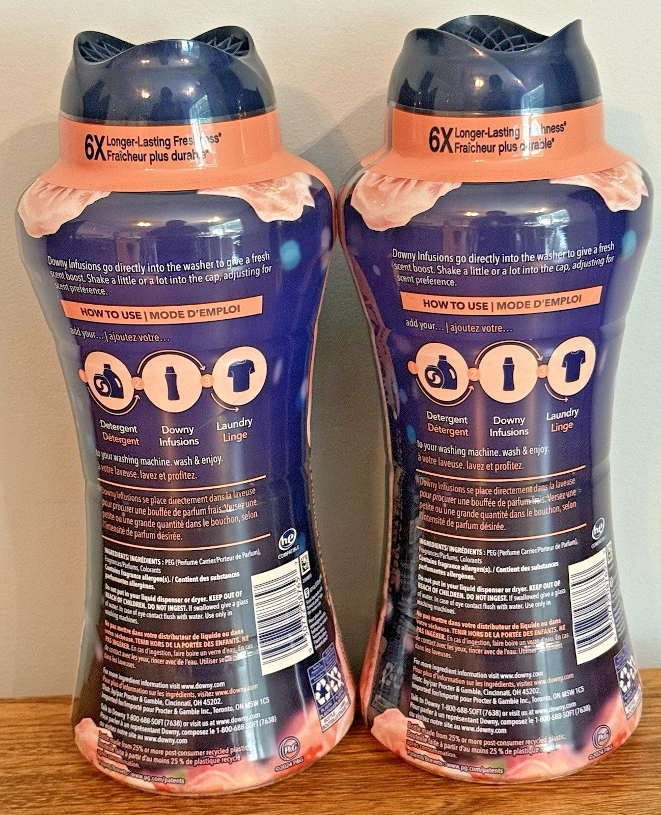 (2) Downy Infusions BLISS Sparkling Amber & Rose Scent-Booster Beads 24oz each