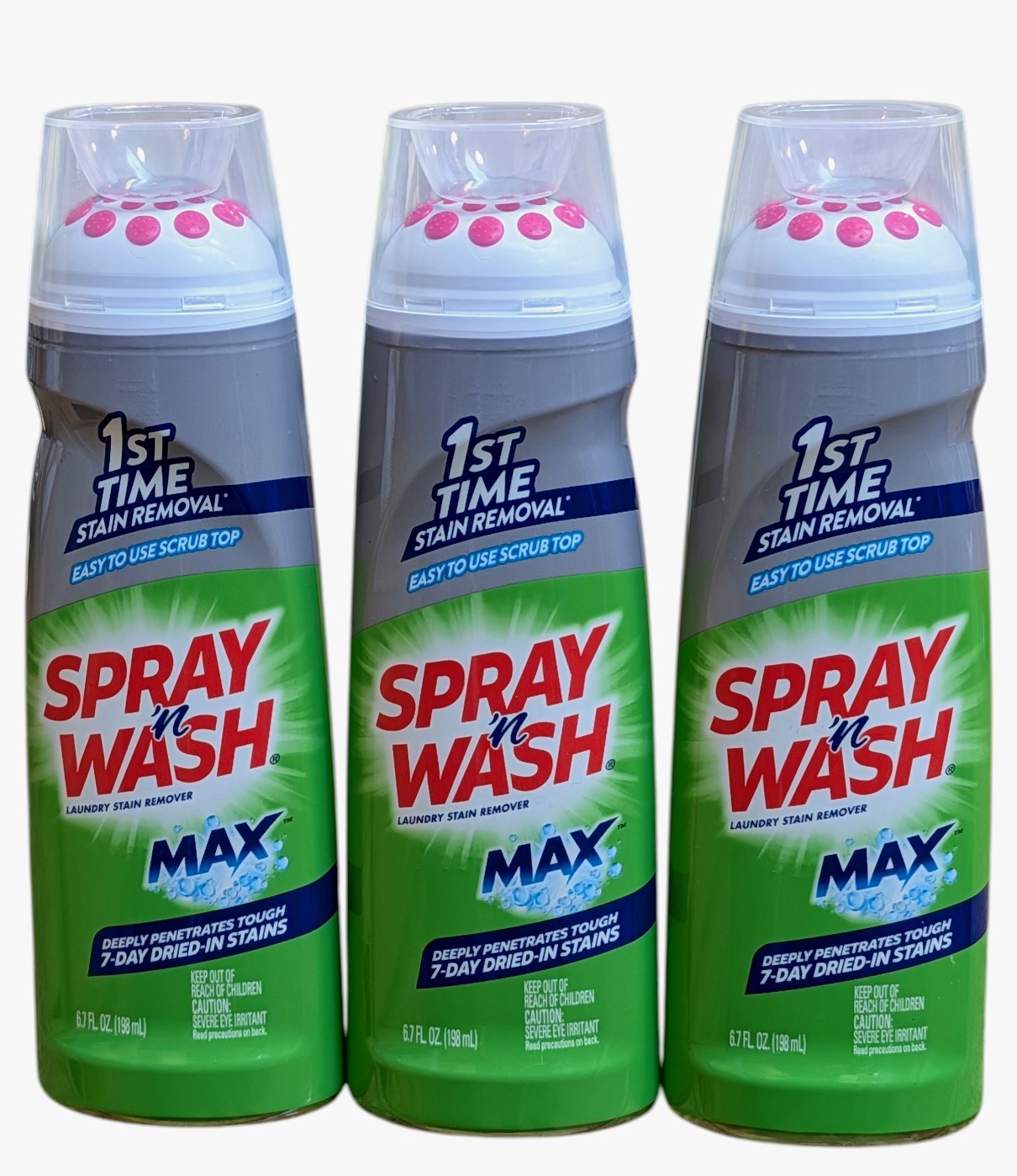 3 – Spray n Wash Max Laundry Stain Remover, Easy To Use Scrub Top – 6.7 Oz Each