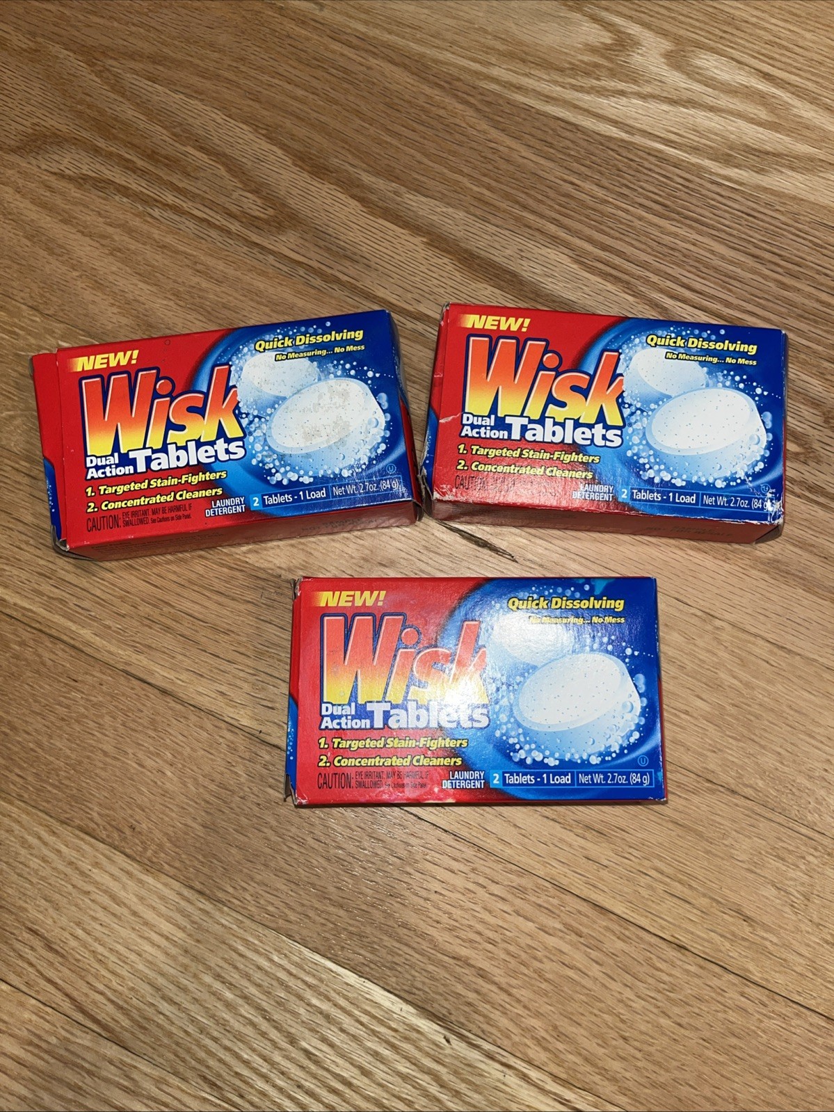 3X Wisk Dual Action Tablets laundry detergent 6 Tablets Total