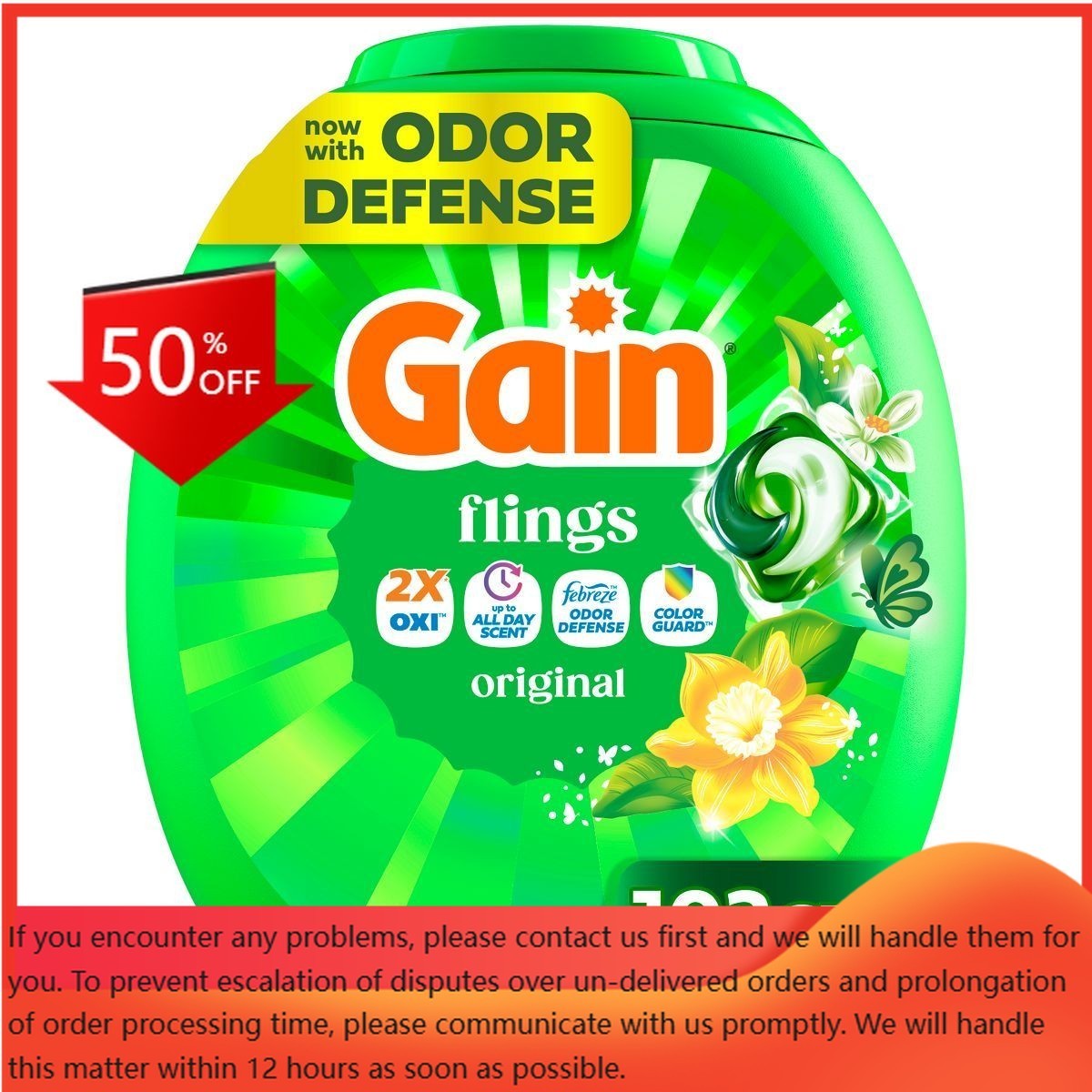 Gain Original Flings Laundry Detergents – 102ct: Paraben-Free, Bleach-Free