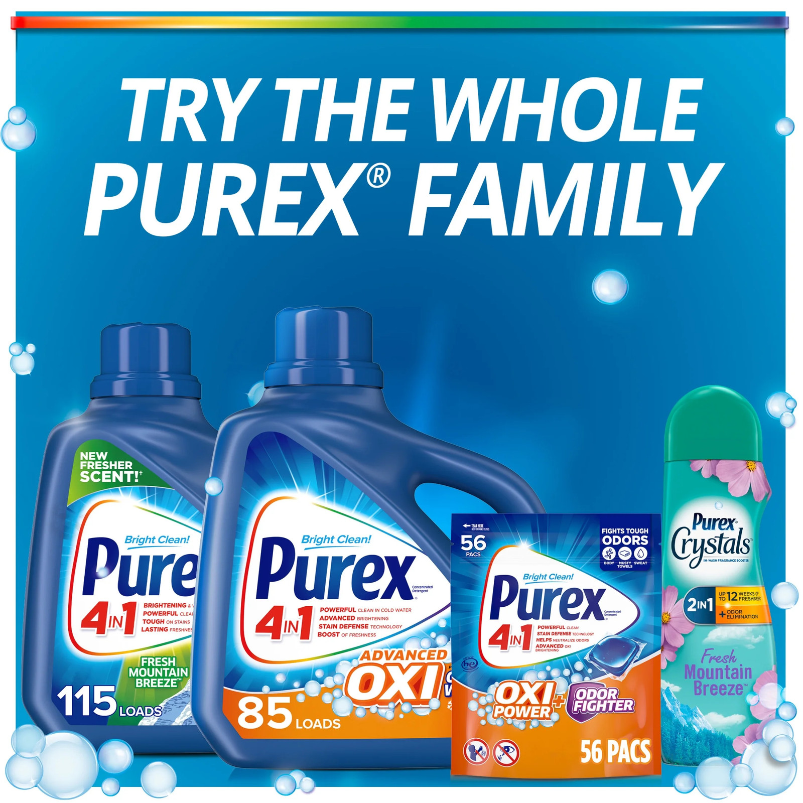 Oxi Power + Odor Fighter Laundry Detergent Pacs, 56 ct