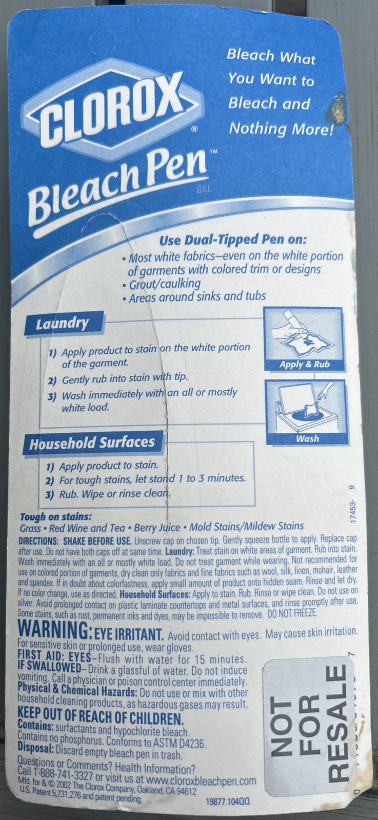 Clorox Bleach Pen For Whites Gel Dual Tipped 2 Oz Discontinued Original Formula