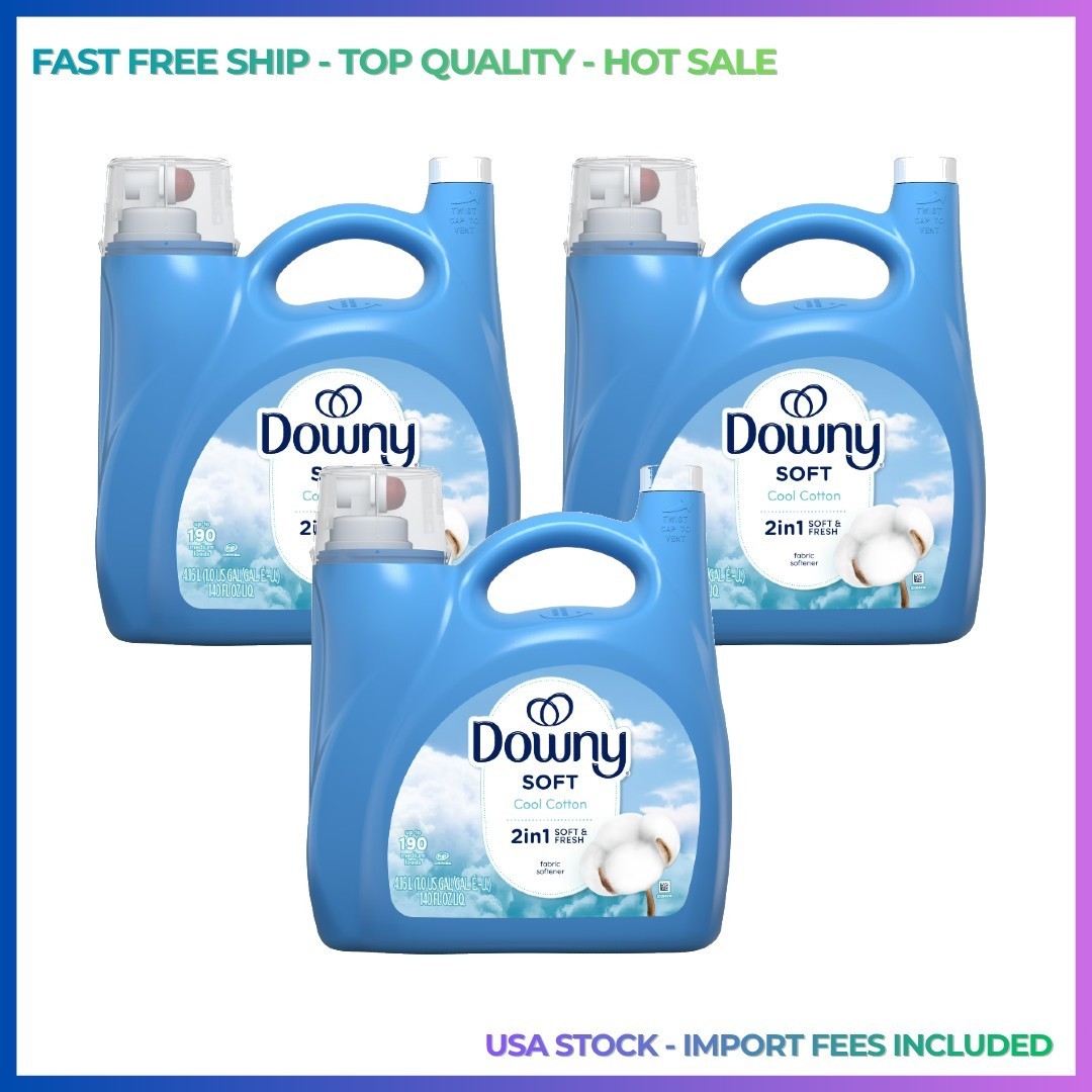 3P Downy Liquid Laundry Fabric Softener and Conditioner, Cool Cotton Scent, 190L
