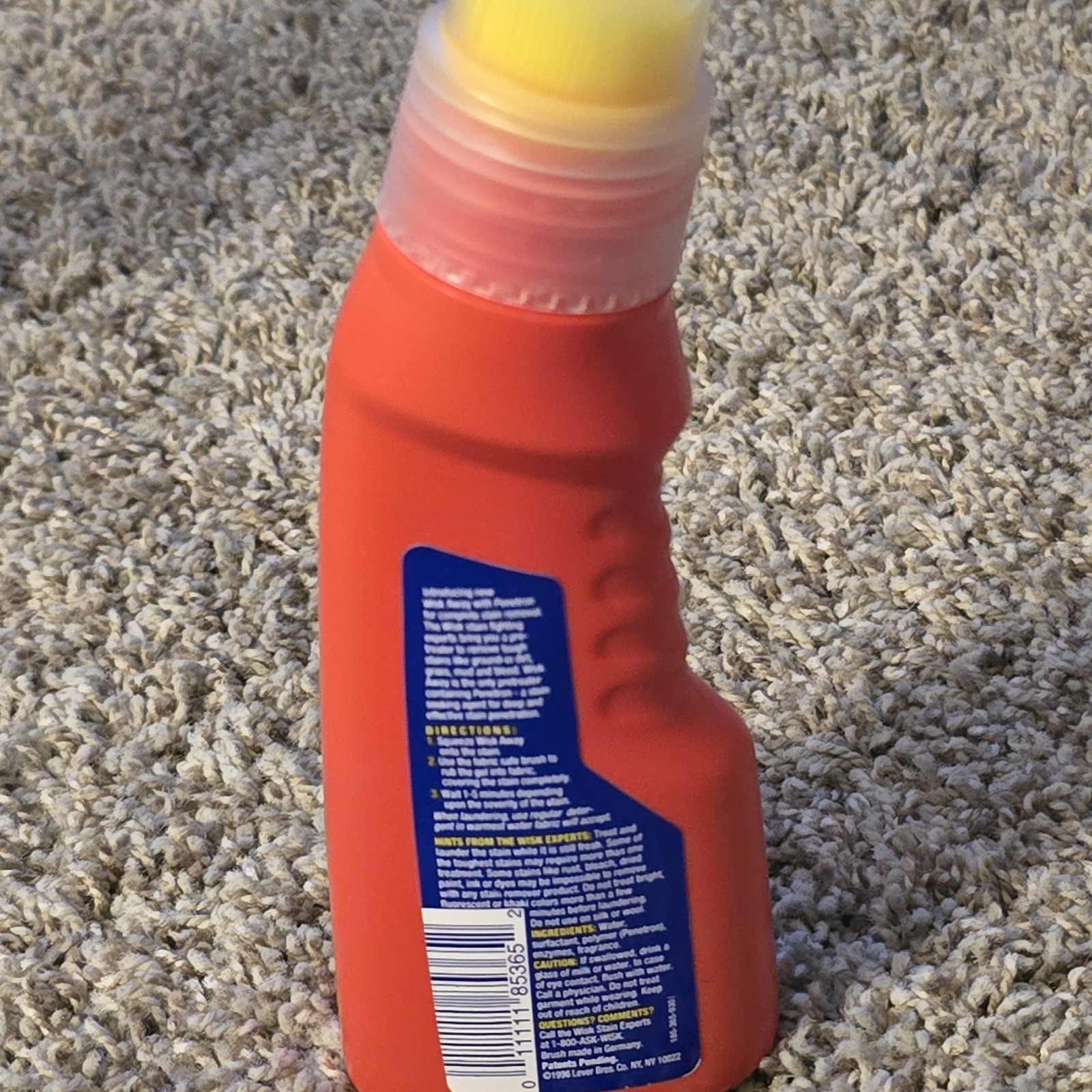 Wisk Away w/ Penetron Laundry Pre-Wash Stain Remover Gel Fabric Brush 1997 6.5oz