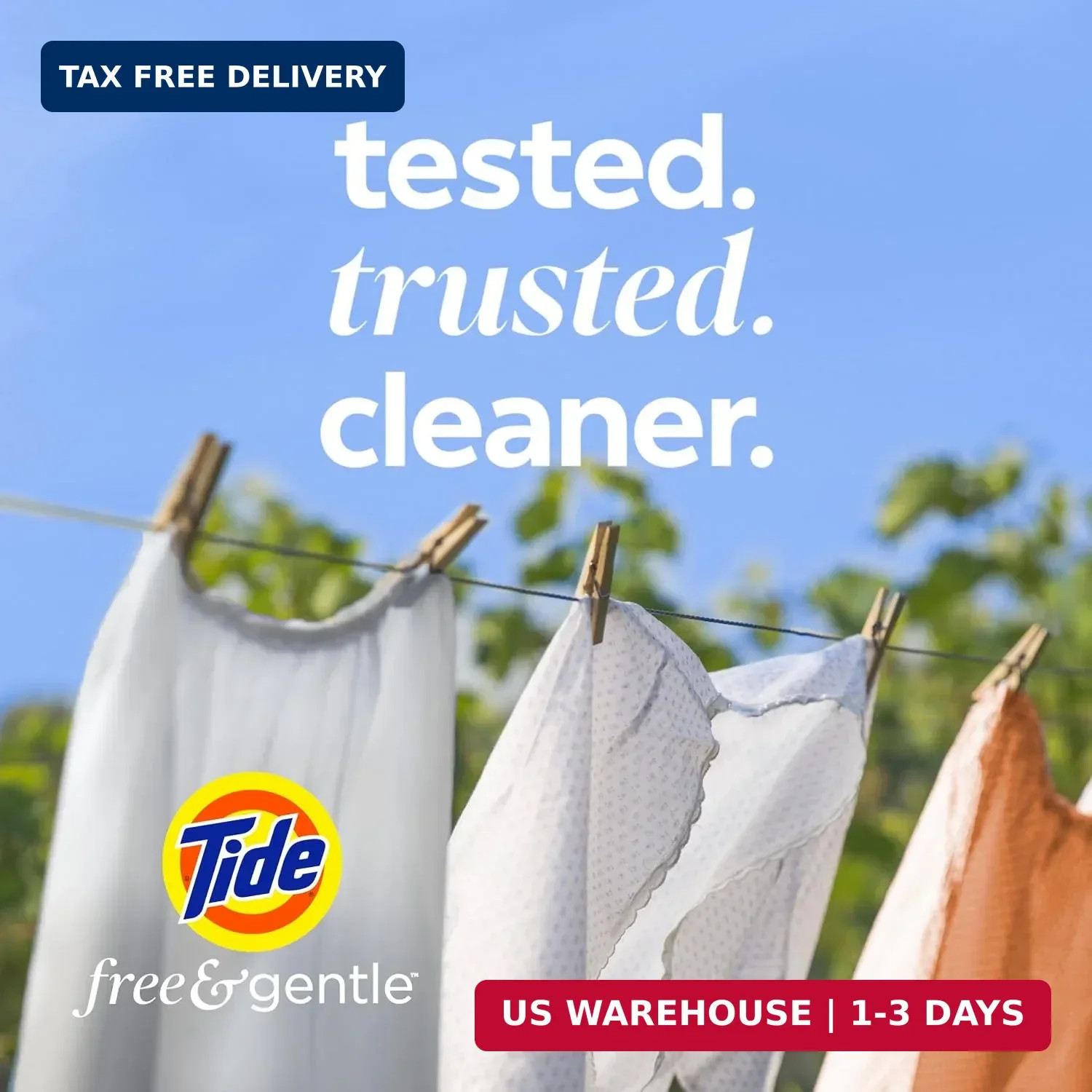 Tide Free & Gentle Liquid Laundry Detergent, 126 Loads, 166 fl oz, Tide Laundry