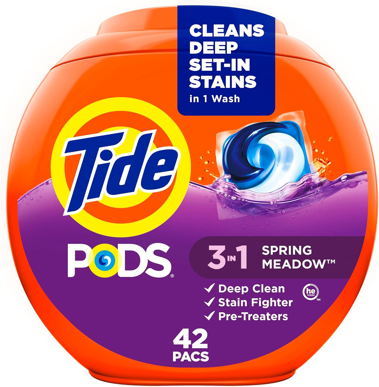 Tide PODS Laundry Detergent Pacs, 3-In-1 Stain Remover, Odor Fighter, Color Prot