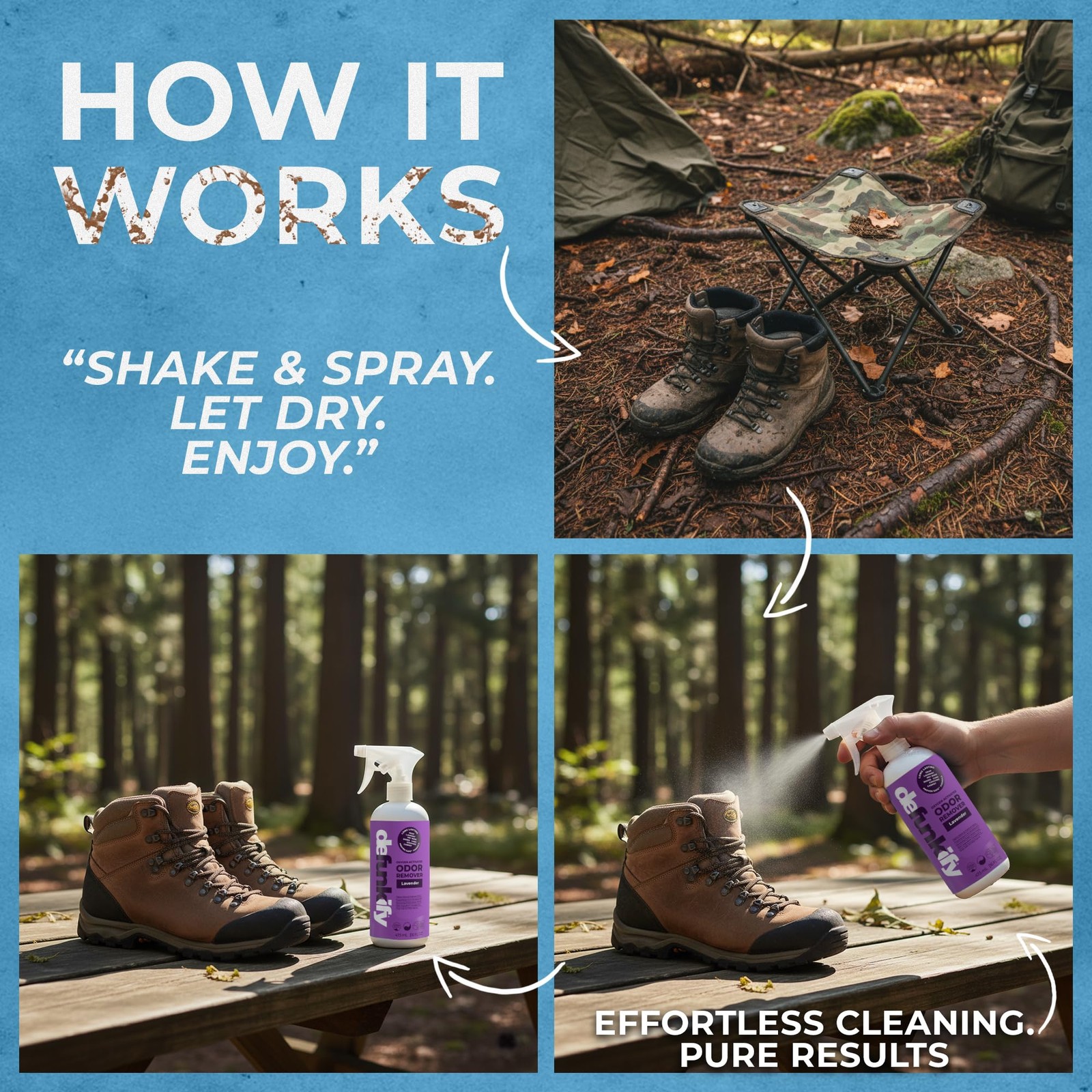 DEFUNKIFY Odor Remover Spray | Air Fresheners for Home, Shoe Deodorizer, Pet Poo