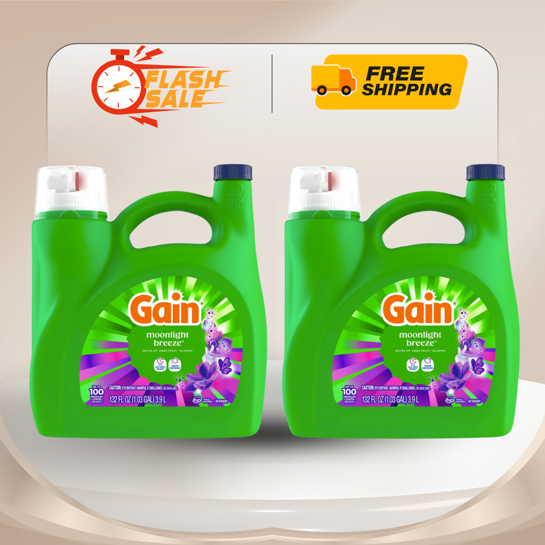 [SALE] 2 Pack Gain Moonlight Breeze Liquid Laundry Detergent 132 fl oz 100 Loads