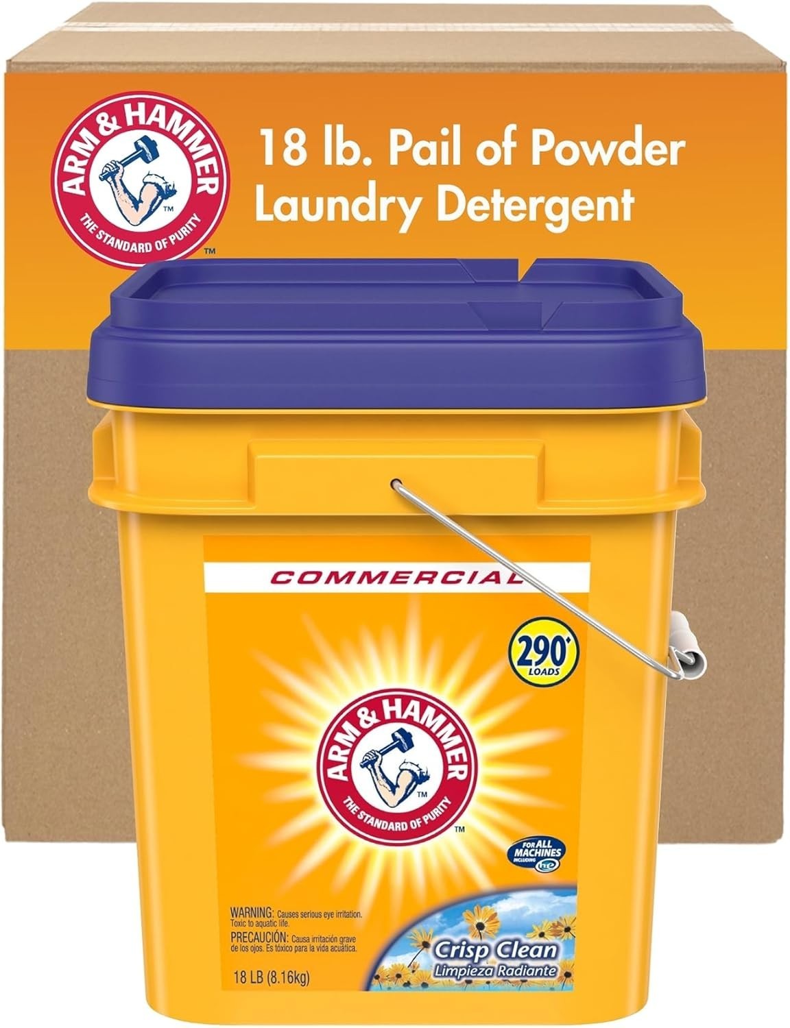 Arm & Hammer – COMMERCIAL GRADE Powder Laundry Detergent, Crisp Clean, 18lb Pail