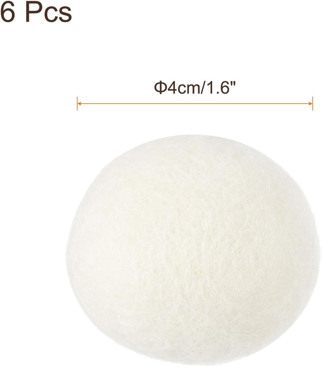Wool Dryer Balls 6 Pack 1.6″ Laundry Static Reducer Wrinkle Control White