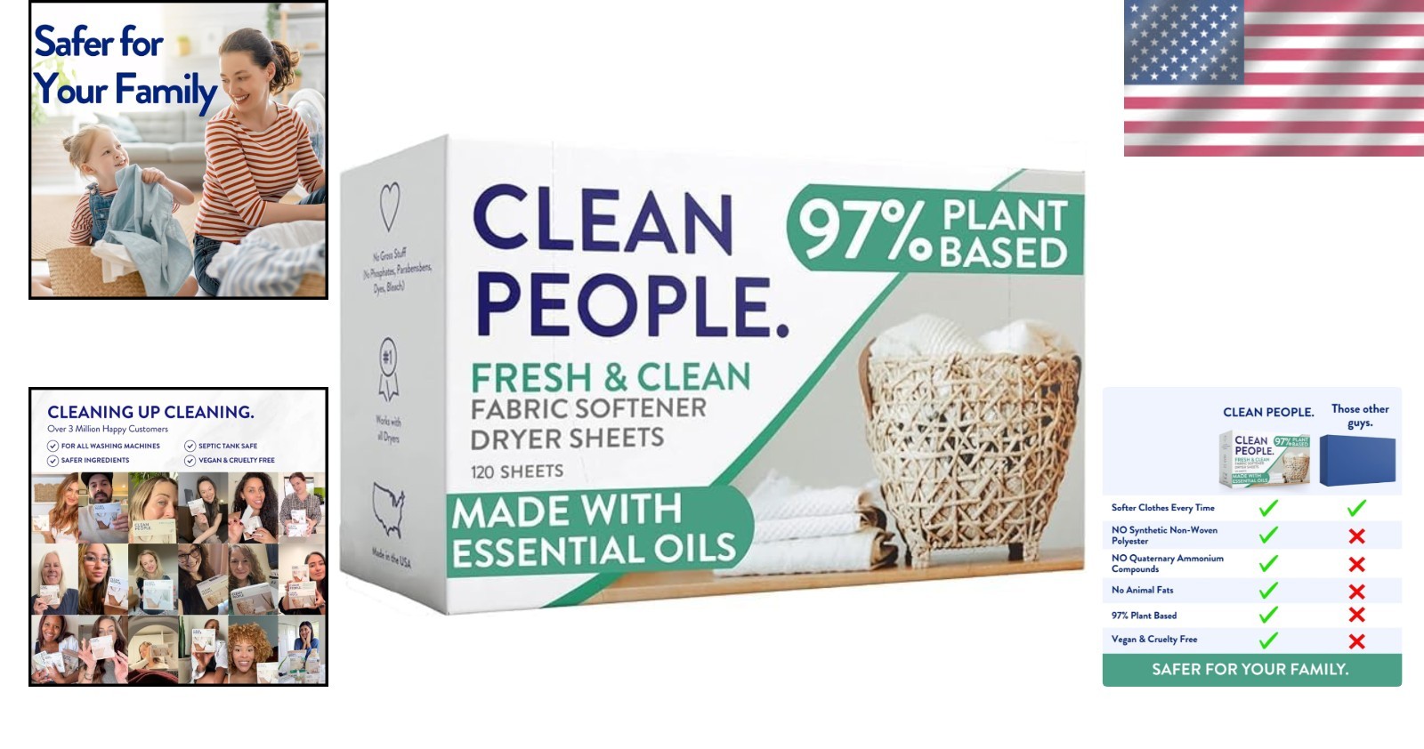 Gentle Dryer Sheets – 120 Count with Anti-Static & Natural Fresh Scent