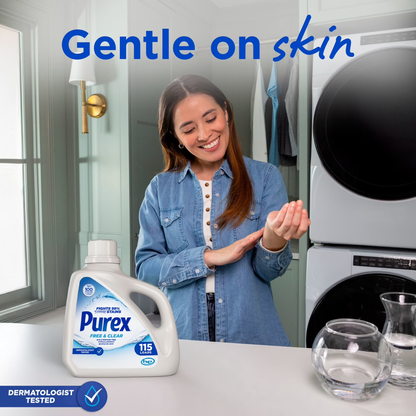 5 pack Purex Free & Clear Liquid Detergent, Sensitive Skin, 150 fl oz, 115 loads