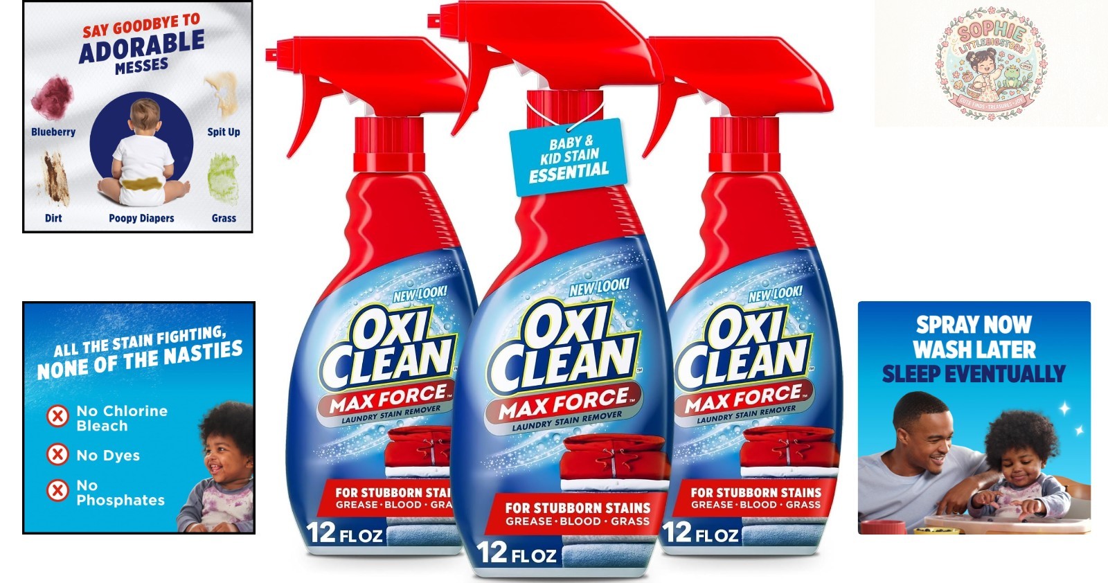 Max Force Stain Remover Spray – 12 Fl Oz (Pack of 3) | Effortlessly Erase Tou…