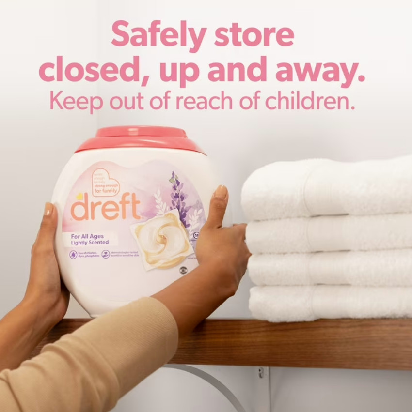 3 Pack Dreft Baby Laundry Detergent XL Pacs, Lightly Scented Lavender, 25 Count