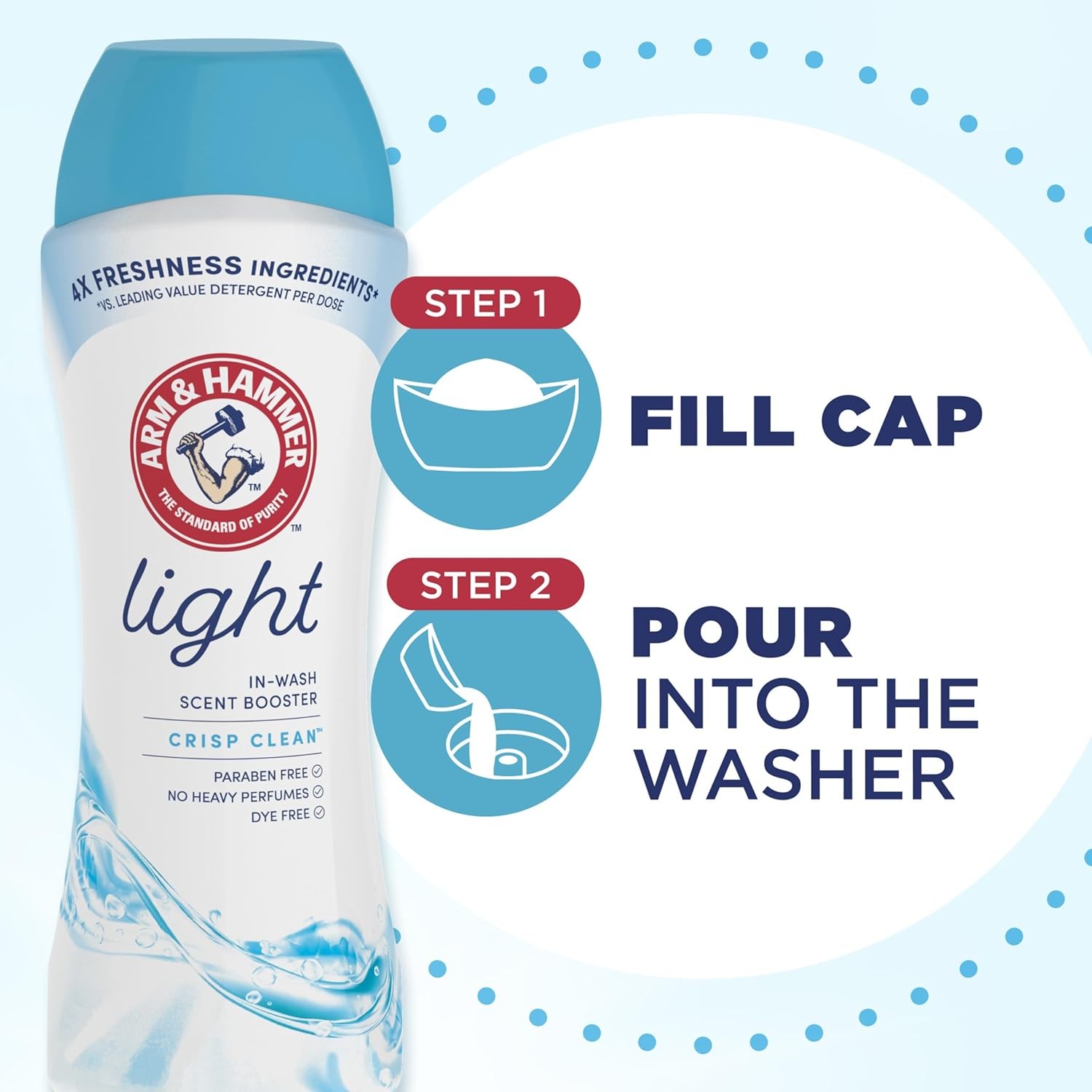 ARM & HAMMER Light In-Wash Scent Booster, Laundry Scent Booster Crisp Clean scen