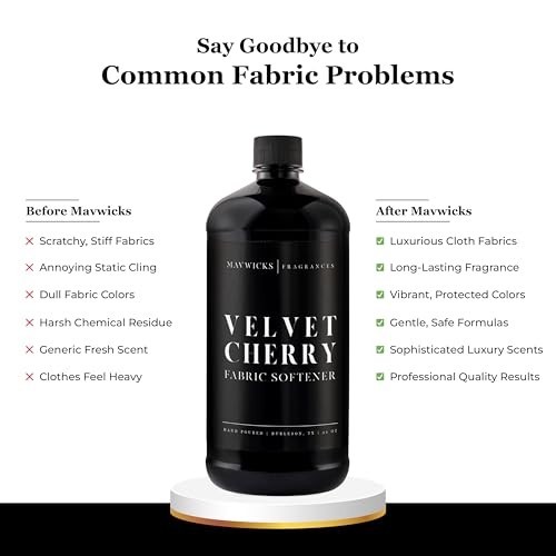 Luxury Scented Fabric Softener 32 Oz – Velvet Cherry, Reduces Static, Softens Cl