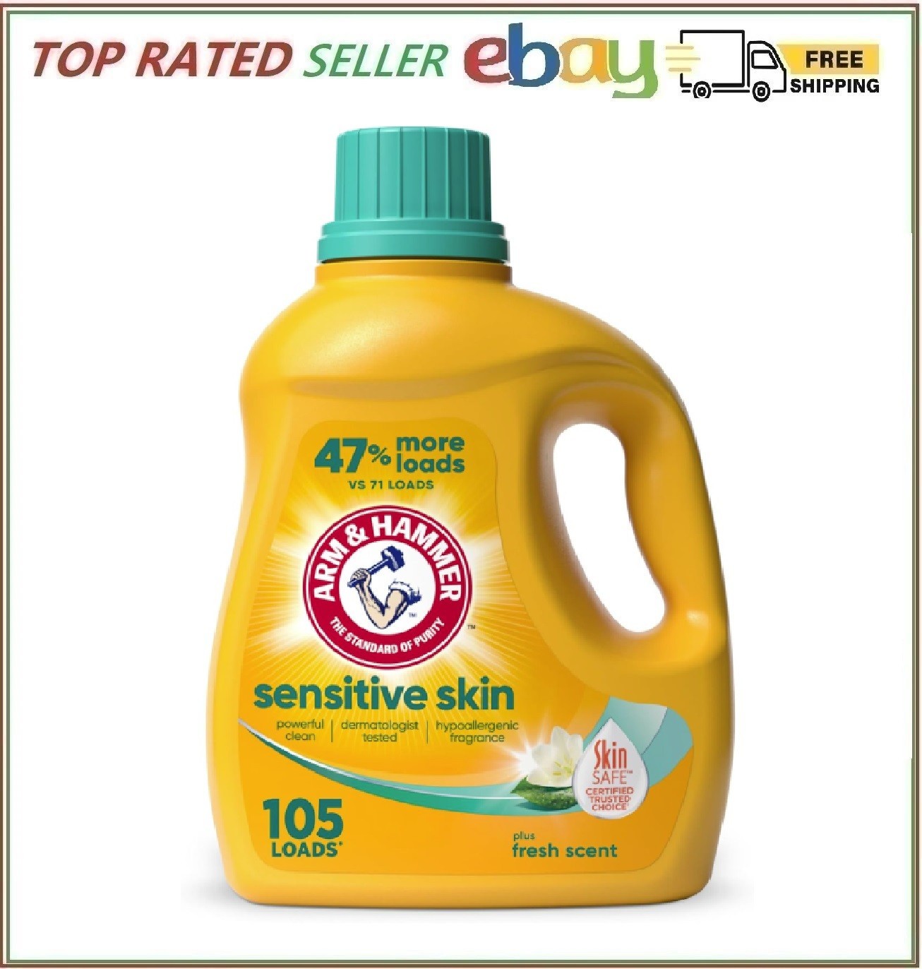 Arm & Hammer Sensitive Skin plus Fresh Scent, 105 Loads Liquid Laundry Detergent