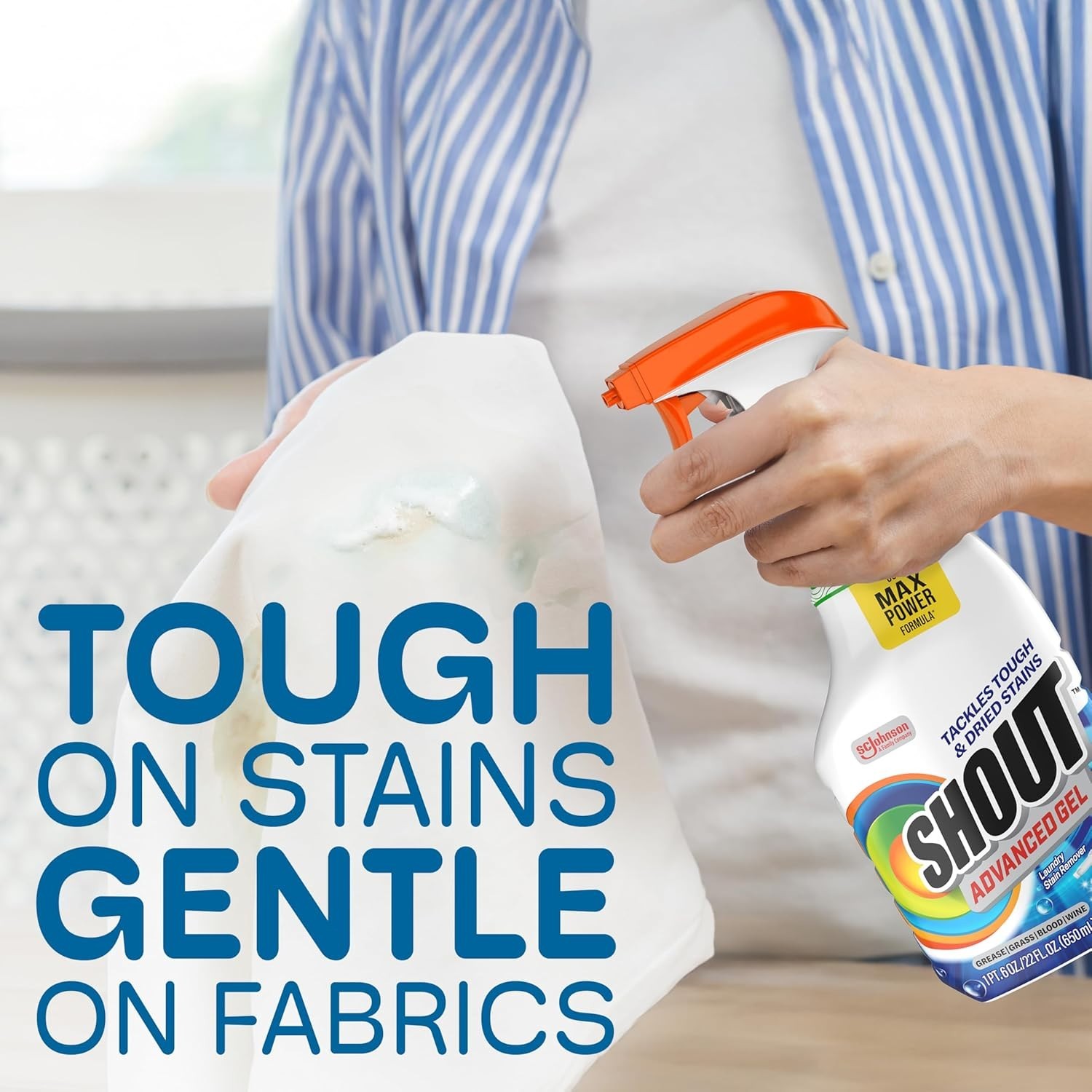 Shout Advanced Laundry Stain Remover Gel 22oz Spray for Tough Stains