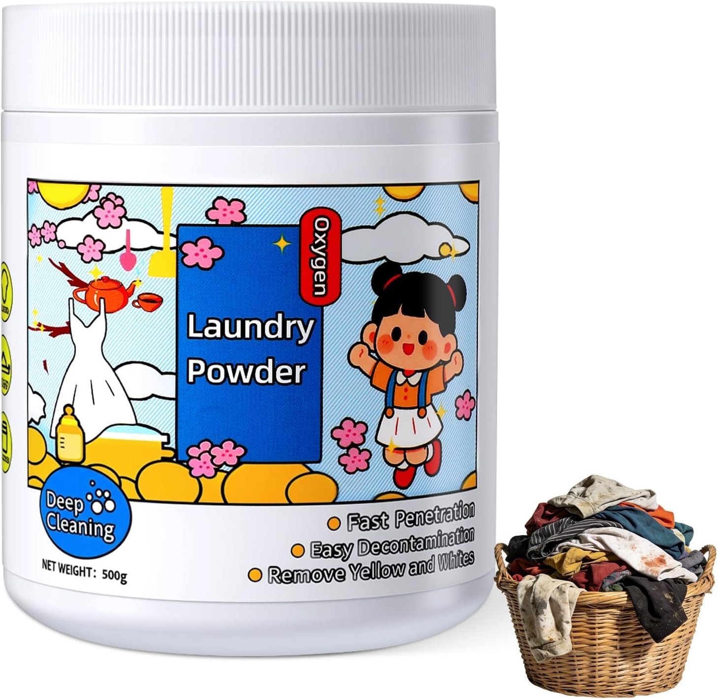 Oxygen Laundry Detergent Powder – Powerful Stain Remover, Unscented, 16.67 Fl Oz