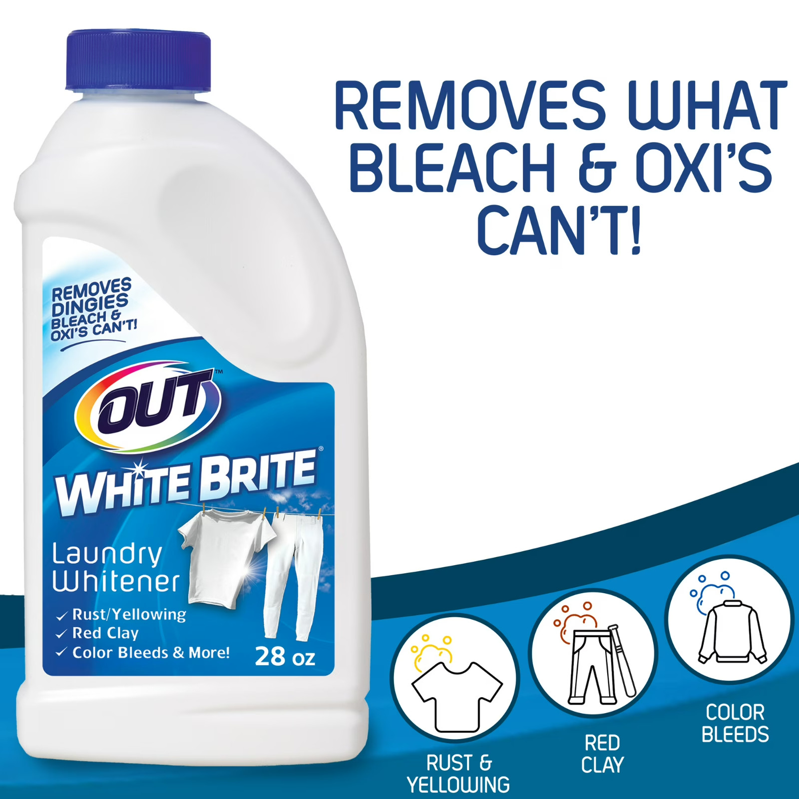 Out White Brite Laundry Whitener, 28 Ounces pack of 2
