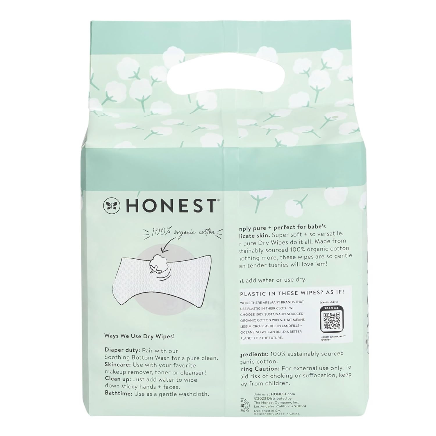 100% Pure Organic Cotton Dry Wipes | Multi-Use Disposable Facial Cloth and Baby
