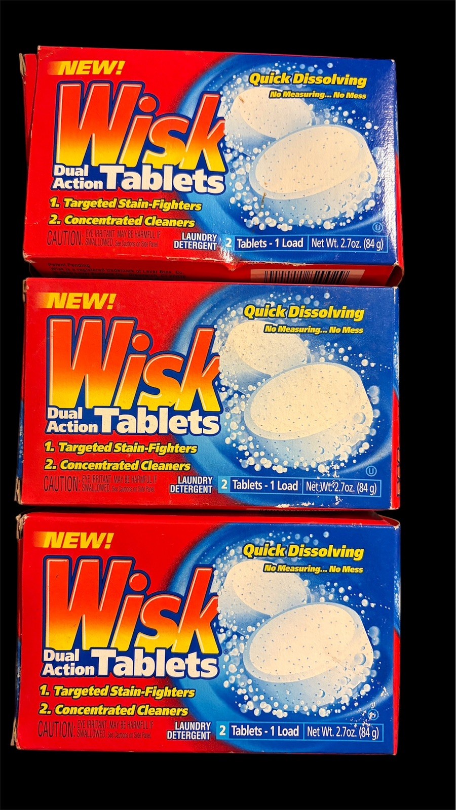 3 Boxes-Wisk Dual Action Tablets Laundry Detergent 2 Pack Each Discontinued New