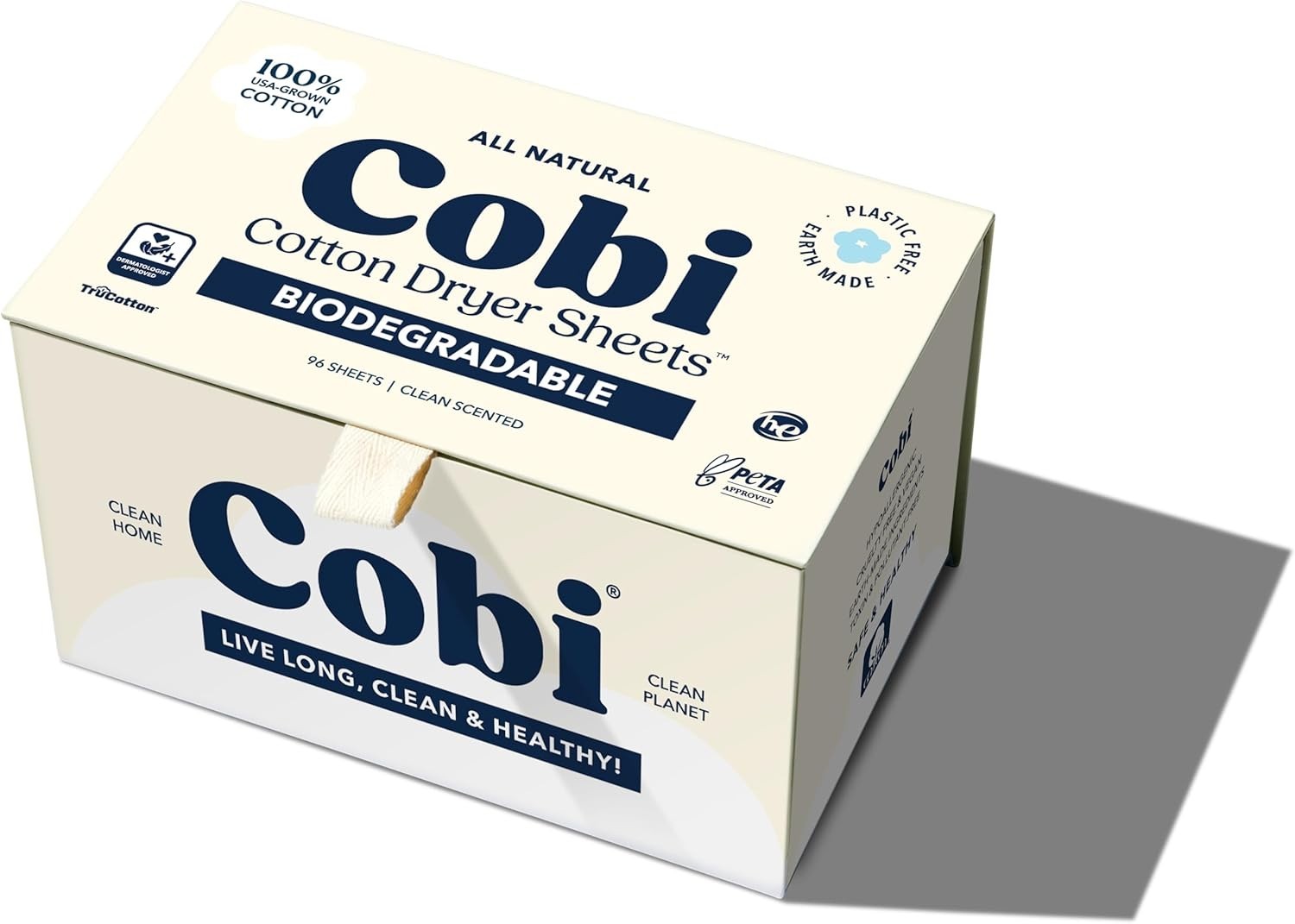 Cobi Biodegradable Non-Toxic Dryer Sheets, 96 Count – Unscented Cotton Luxury