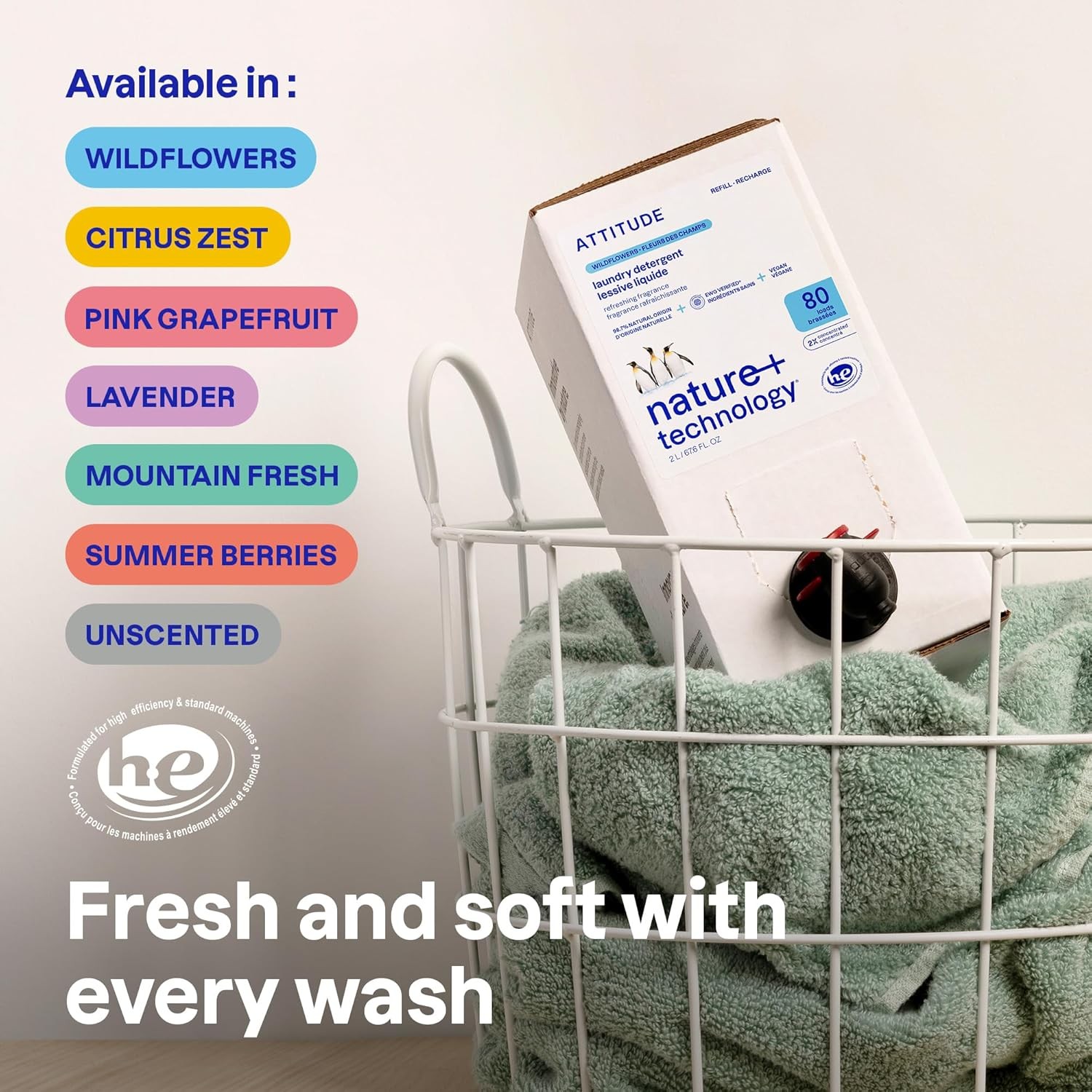 Liquid Laundry Detergent Refill EWG Verified HE Compatible Plant-Based & Vegan