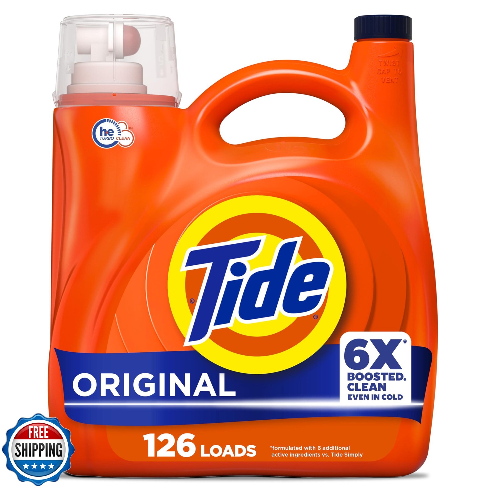 Tide Liquid Laundry Detergent, Original Scent, 126 Loads, 158 fl oz, Boosted