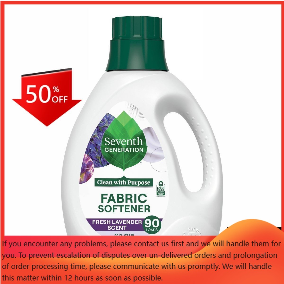 Seventh Generation Fabric Softener – Lavender – 90 fl oz: Hypoallergenic,