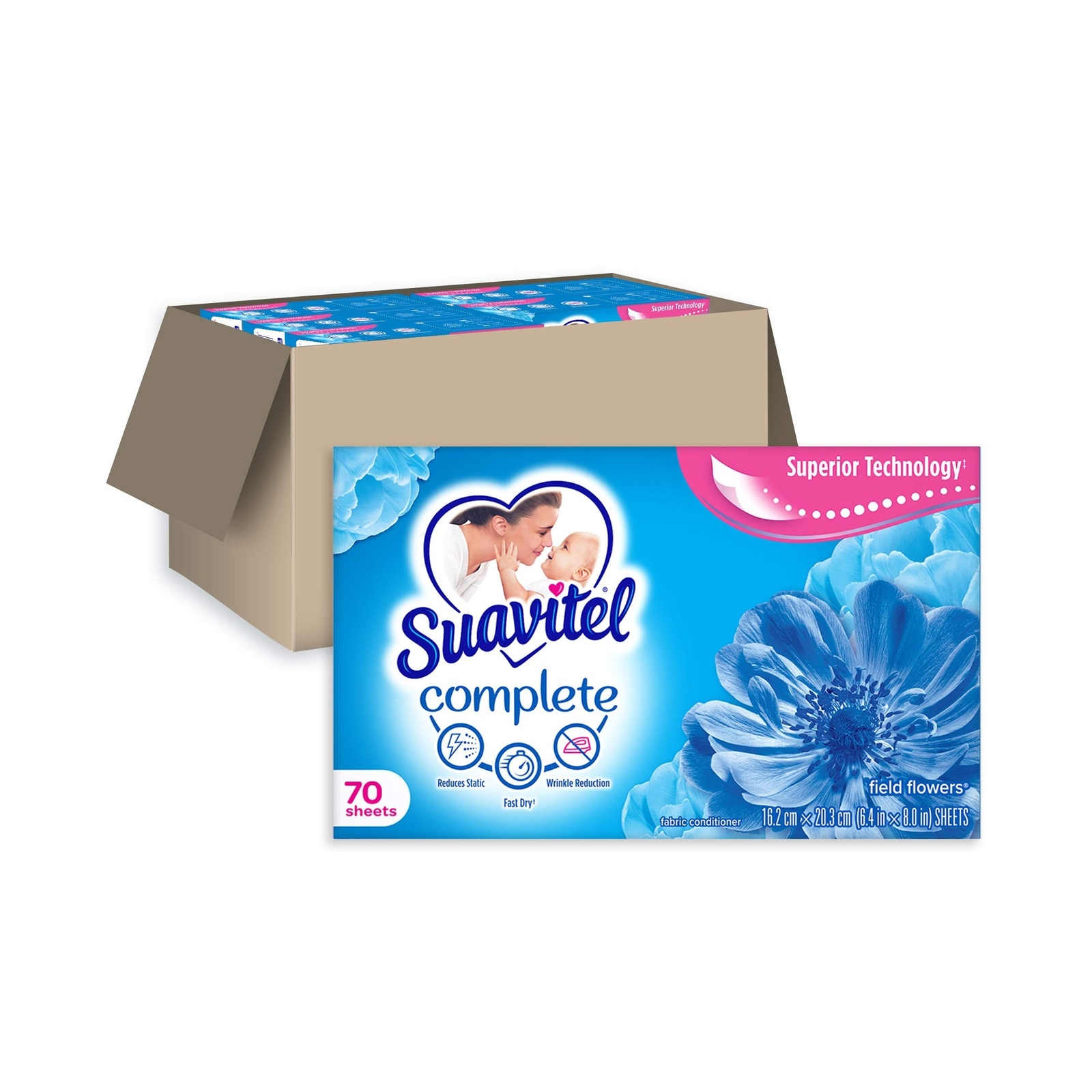 SUAVITEL Complete Dryer Sheets, Field Flowers, 420 Sheets Total (70 Sheets|Ca…