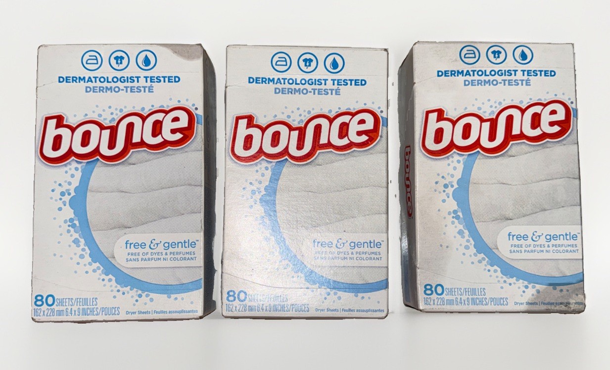 Fabric Softener Dryer Sheets, Fragrance Free, 240 Total , 3 x 80-Ct. Boxes