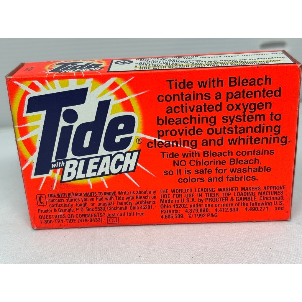 Vtg 90s Tide with Bleach Ultra Detergent Sample Box Laundry Cleaning Traveling