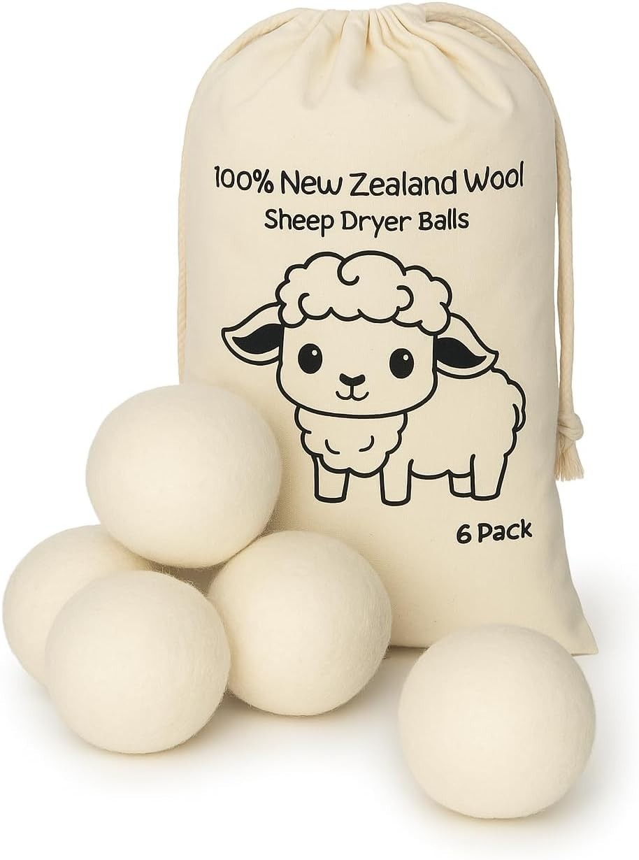 Natural Wool Dryer Balls | Reusable Natural Fabric Softener | Reduces Wrinkle…