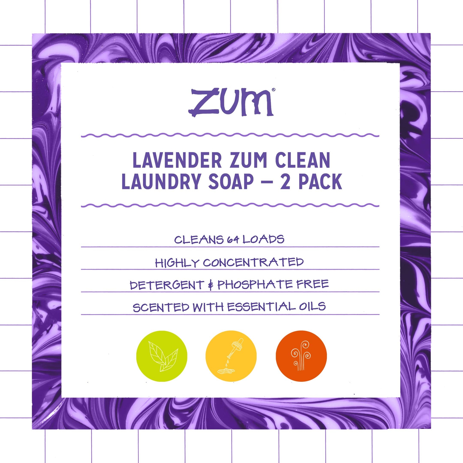 Zum Laundry Soap Pack of 2 64 Fl Oz Plant Based Lavender Scent Eco Friendly C…