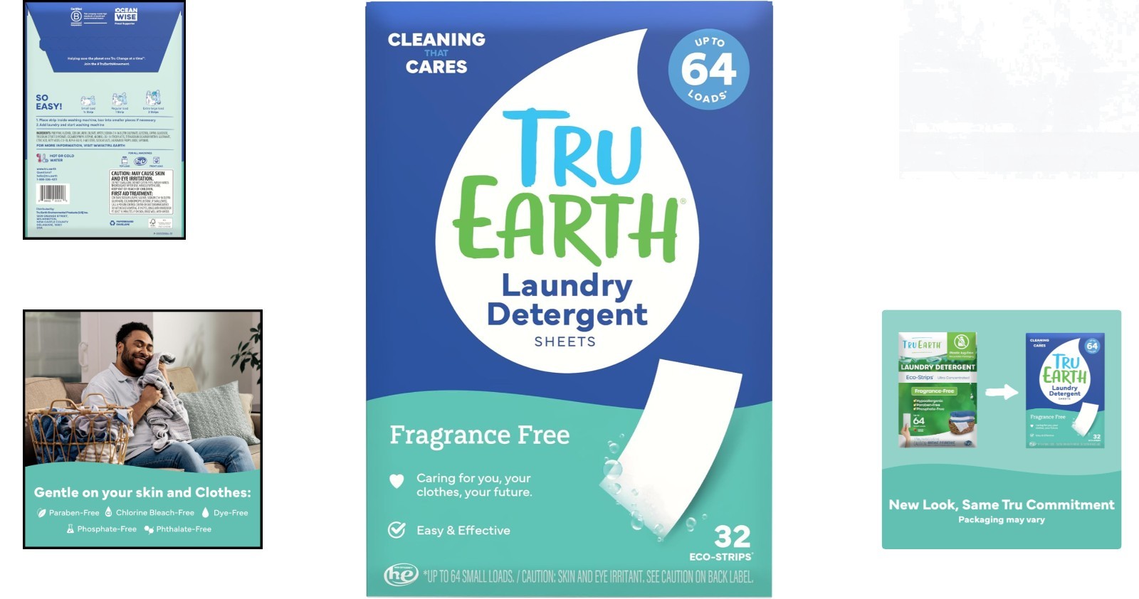 Liquidless, Hypoallergenic Laundry Detergent Sheets – 32 Strips, Unscented
