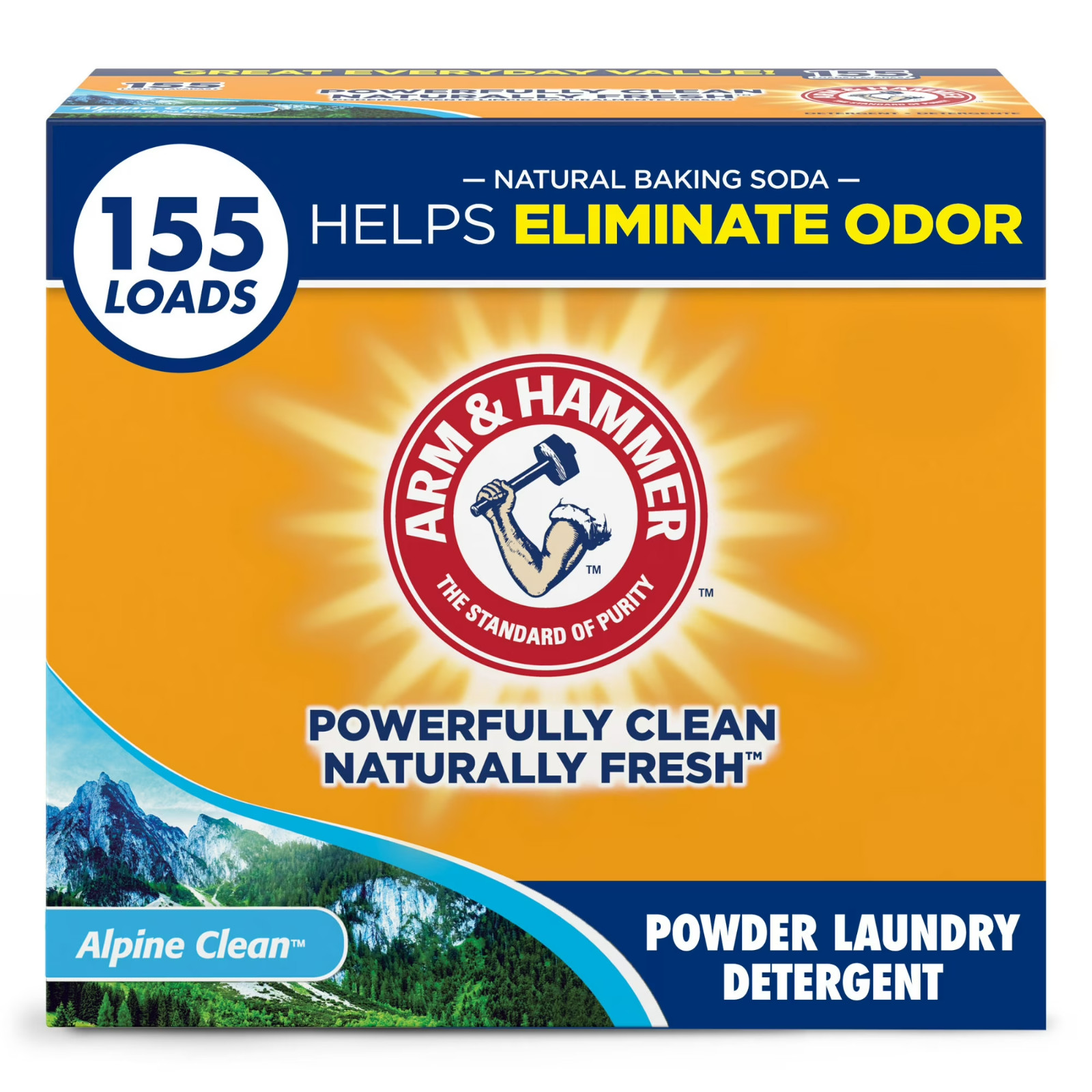3 pack ARM & HAMMER Powder Laundry Detergent Alpine Clean 9.56 lb 155 Loads