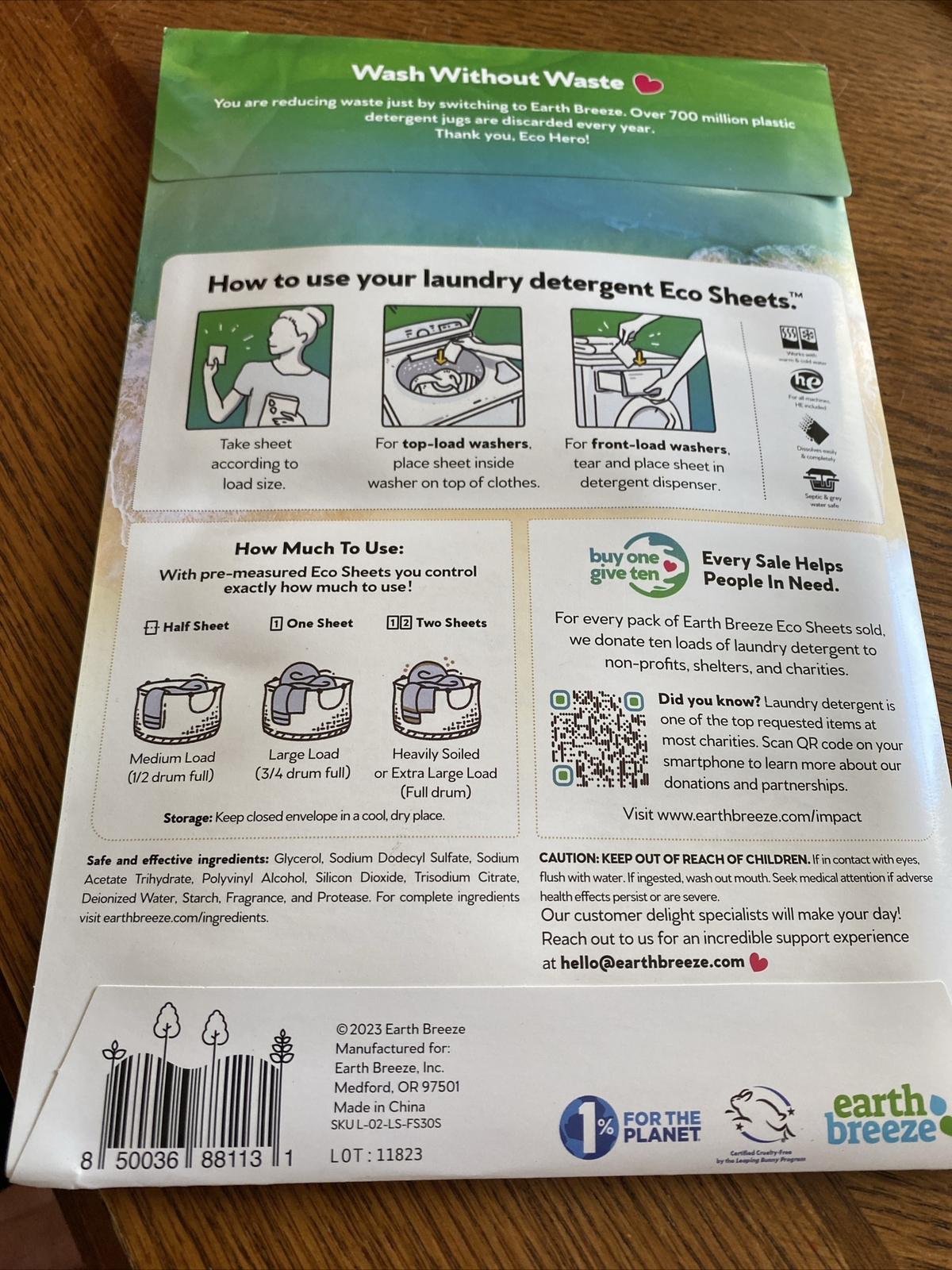 EARTH BREEZE LAUNDRY DETERGENT ECO FRESH SCENT 30 SHEETS UP TO 60 LOADS