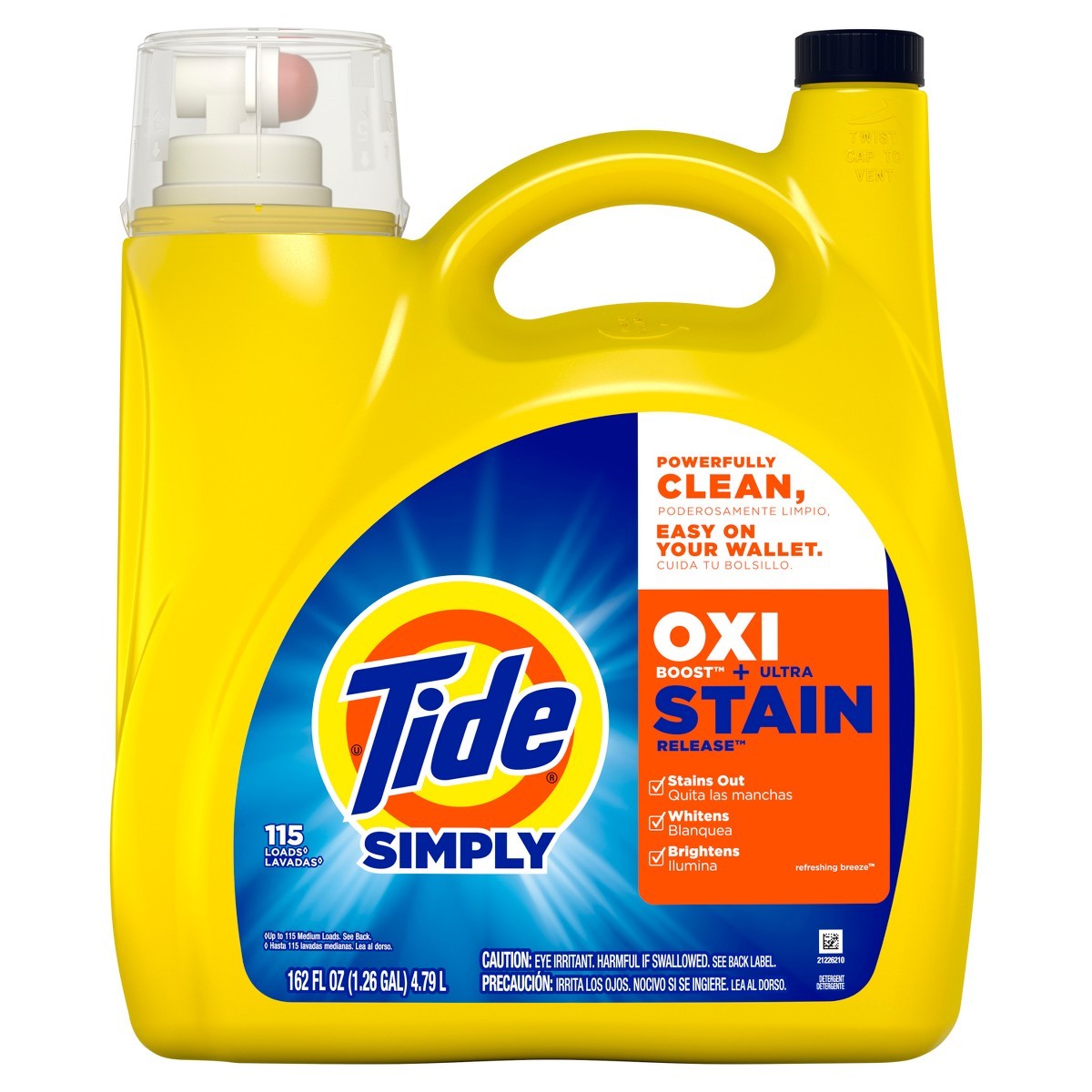 Tide Simply Oxi + Stain Refreshing Breeze HE Liquid Detergent 115Loads-162 fl oz