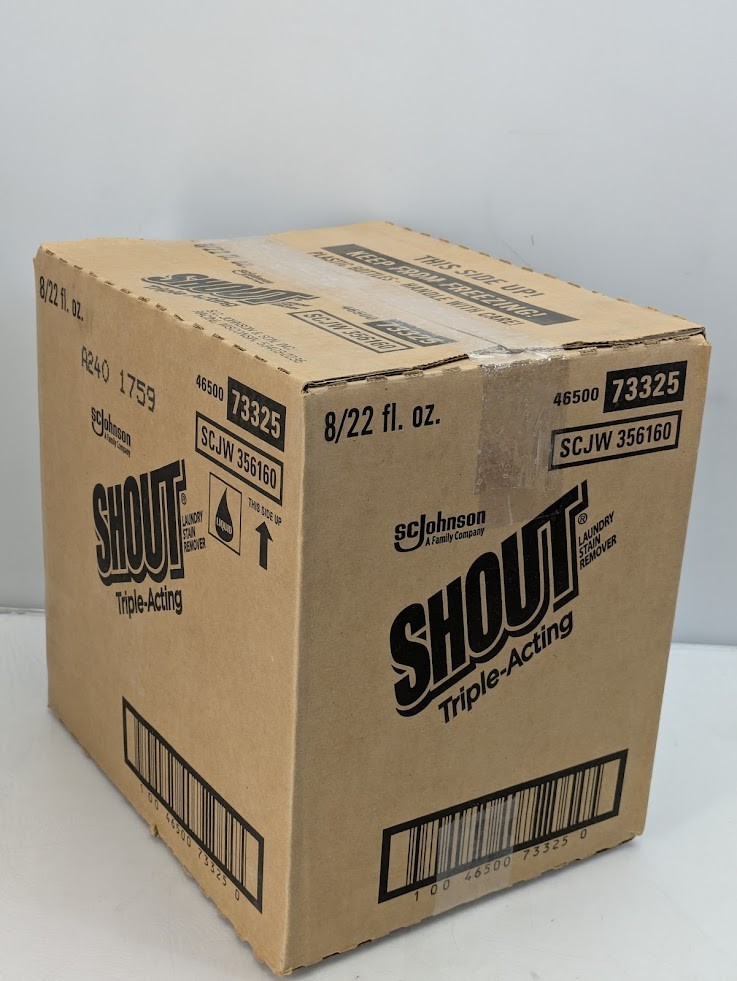 Pack of 8 Shout Active Enzyme Laundry Stain Remover Spray Triple-Acting Formula
